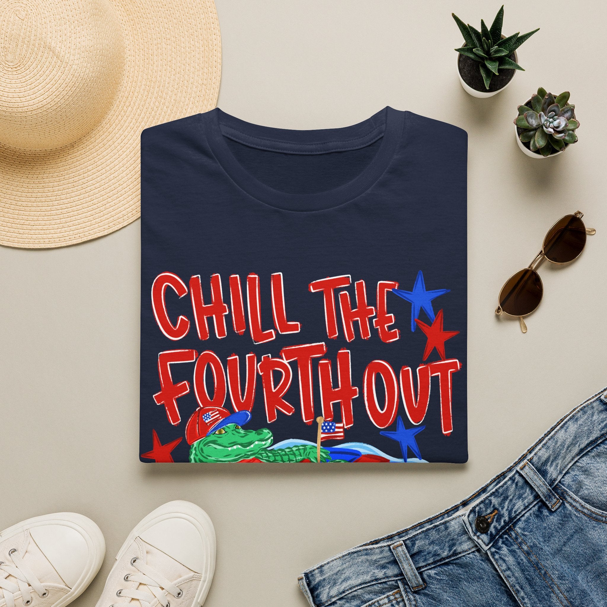 T-Shirt — “Chill the Fourth Out” Patriotic Alligator July 4th Tee