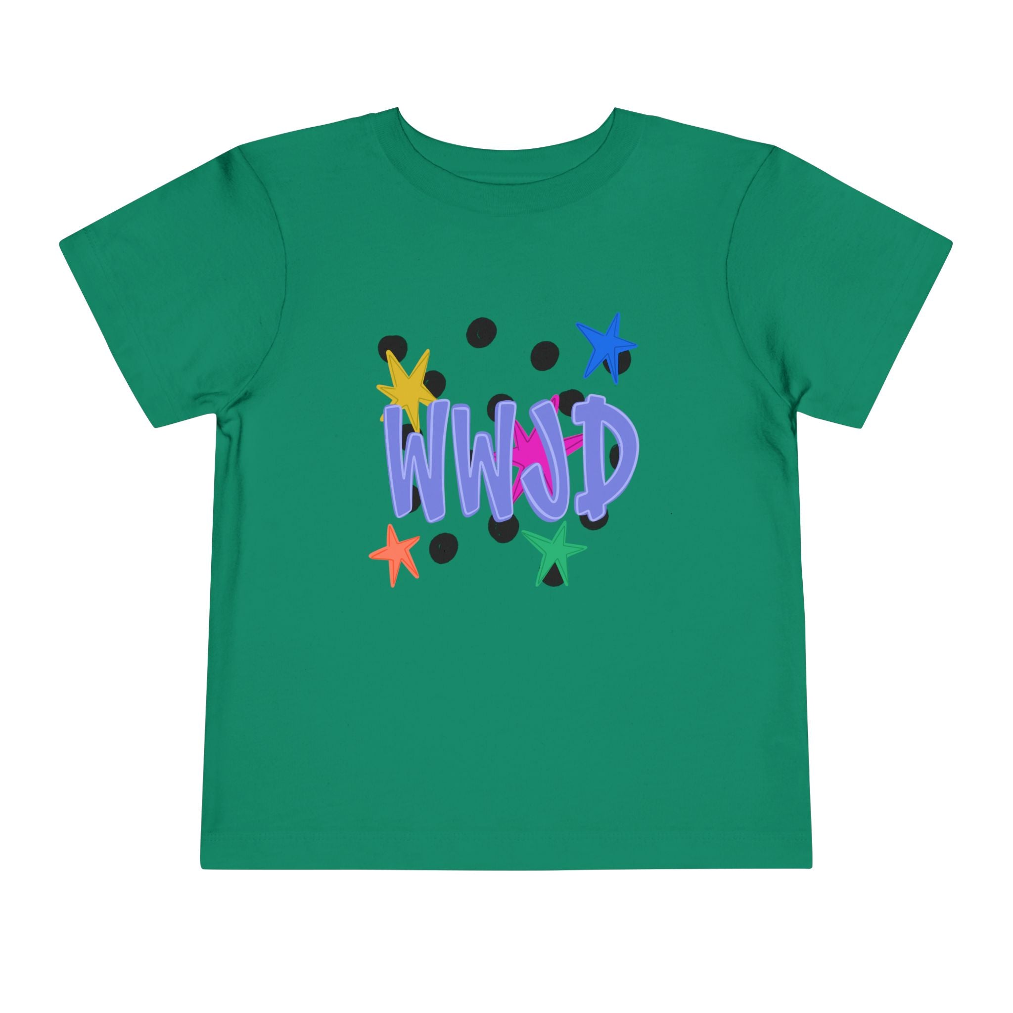 Toddler Tee — Colorful 'WWJD' Stars Graphic Kids Shirt