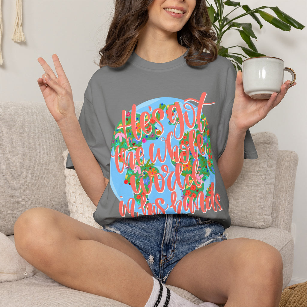 He’s Got the Whole World in His Hands T-Shirt — Faith-Inspired Earth Graphic Tee