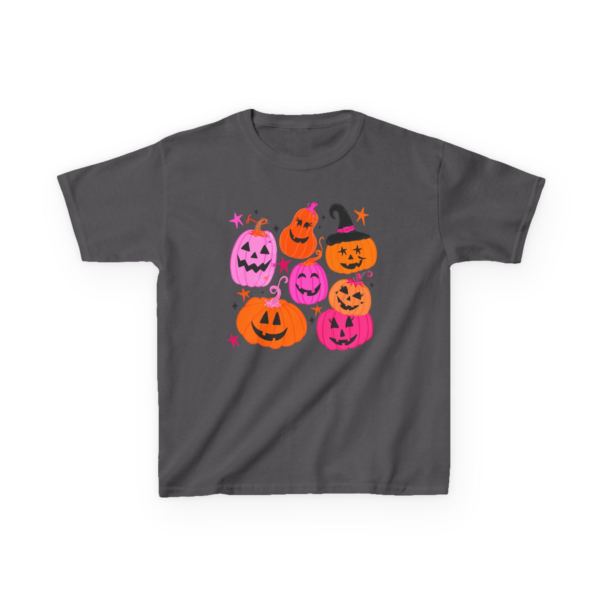 Kids Halloween Pumpkins T-Shirt — Cute Pink & Orange Jack-O'-Lantern Tee