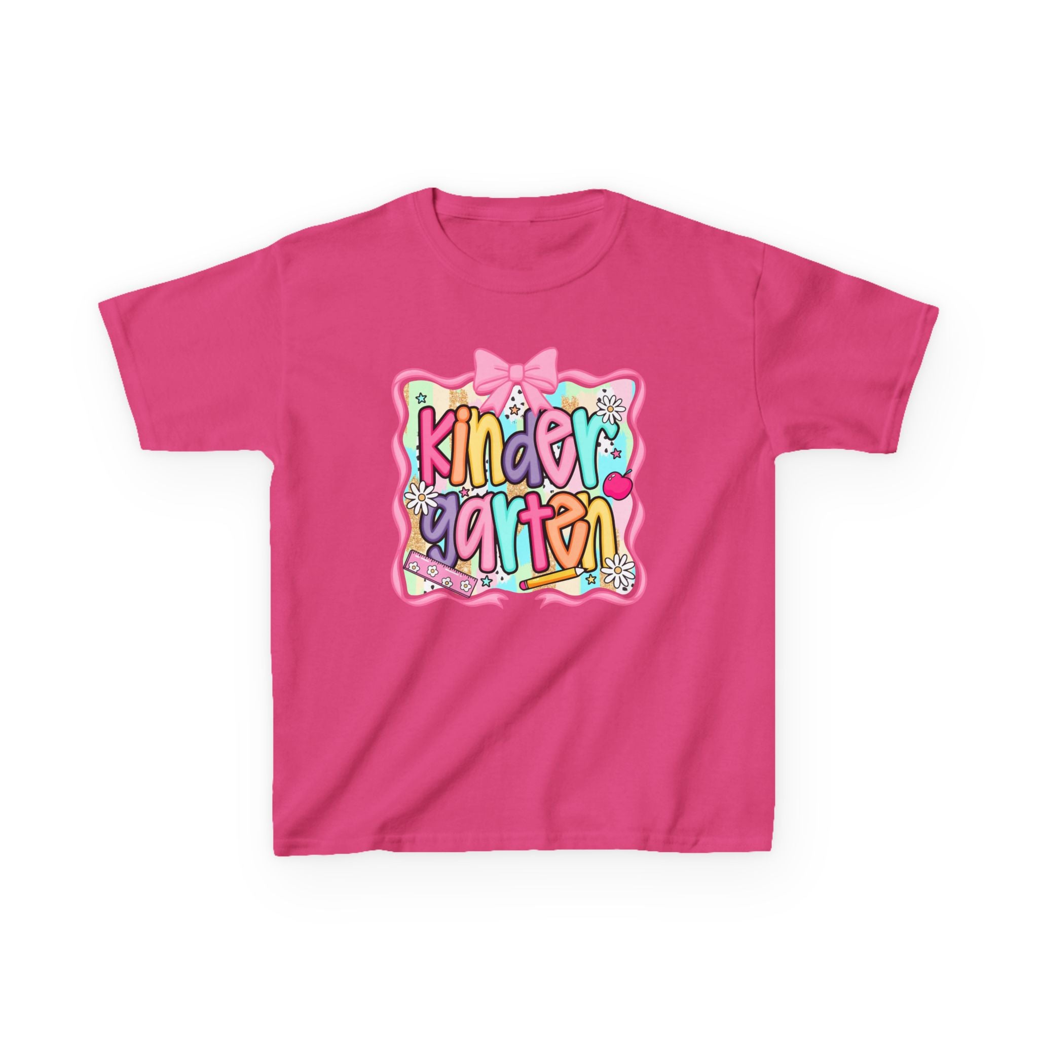 Kindergarten Kids T-Shirt — Colorful Back-to-School Shirt with Bow