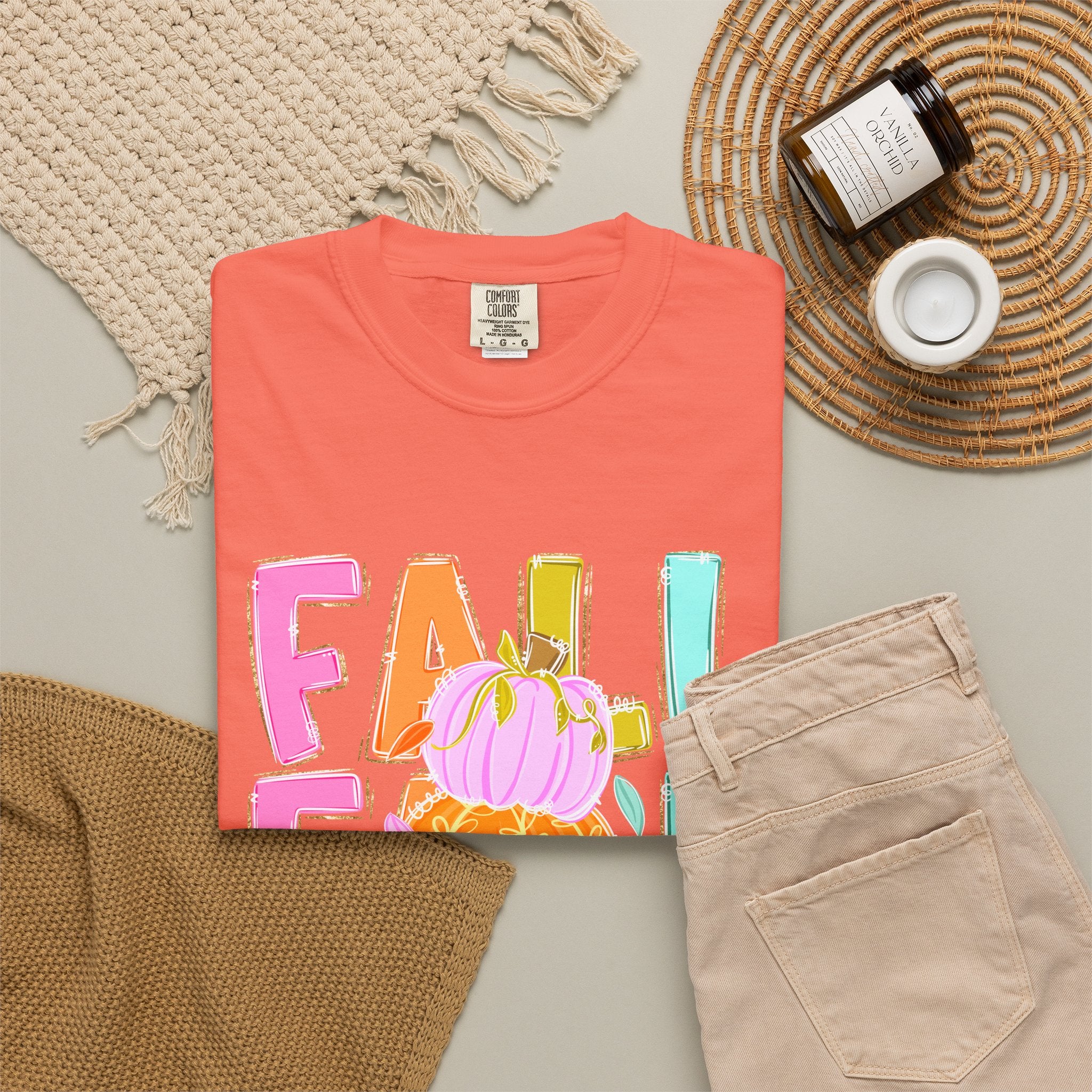 Fall Stack Pumpkin T-Shirt — Colorful Autumn Graphic Tee