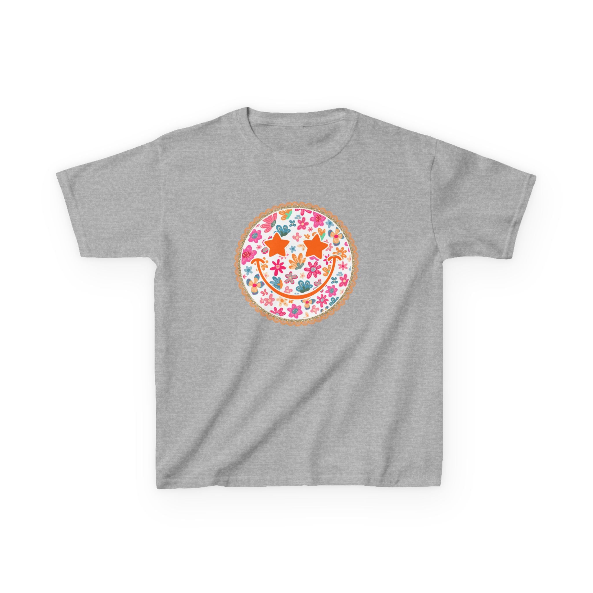 Kids T-Shirt — Floral Smiley Face Graphic Tee for Girls & Boys