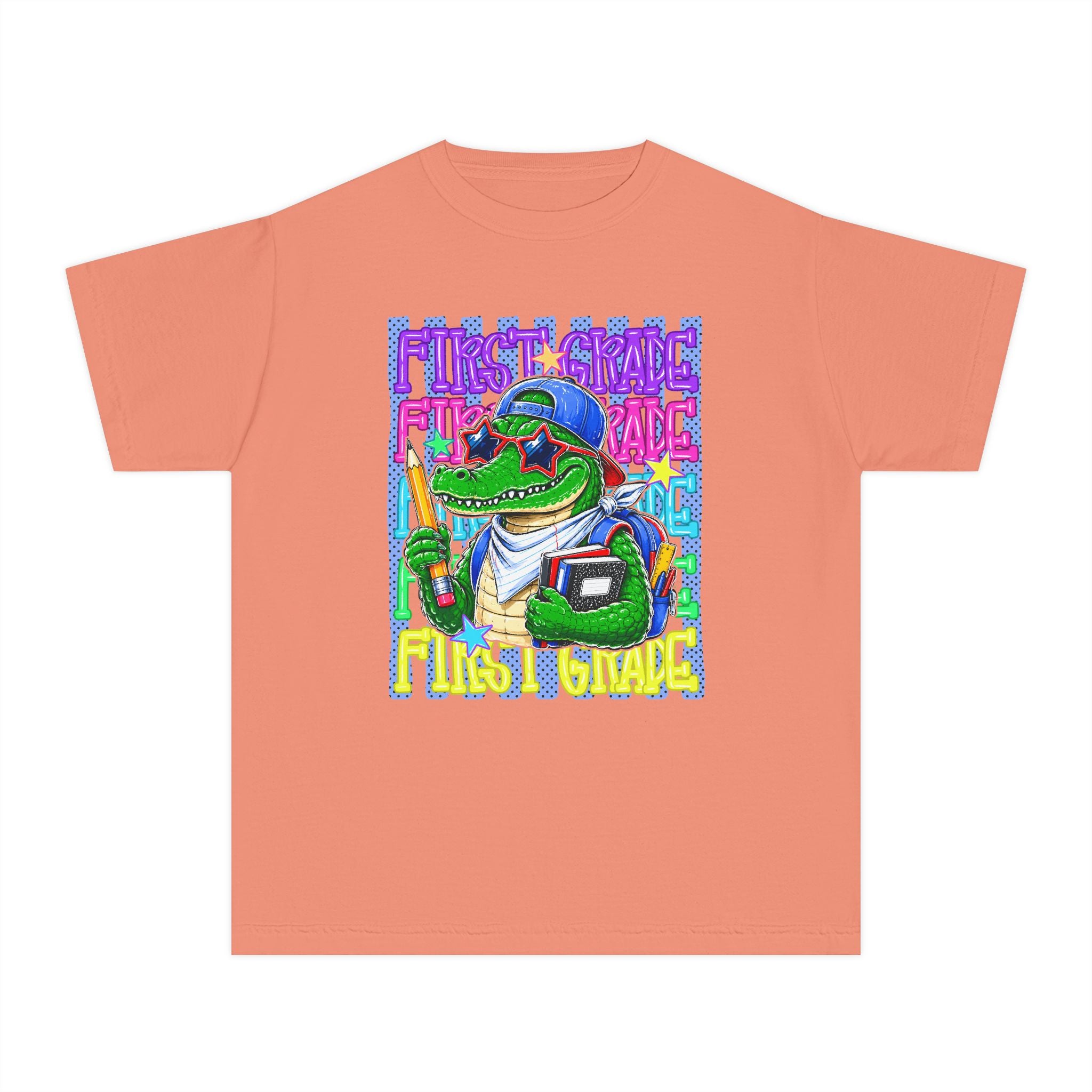 Youth Tee – Cool Crocodile ‘First Grade’ Back-to-School Graphic
