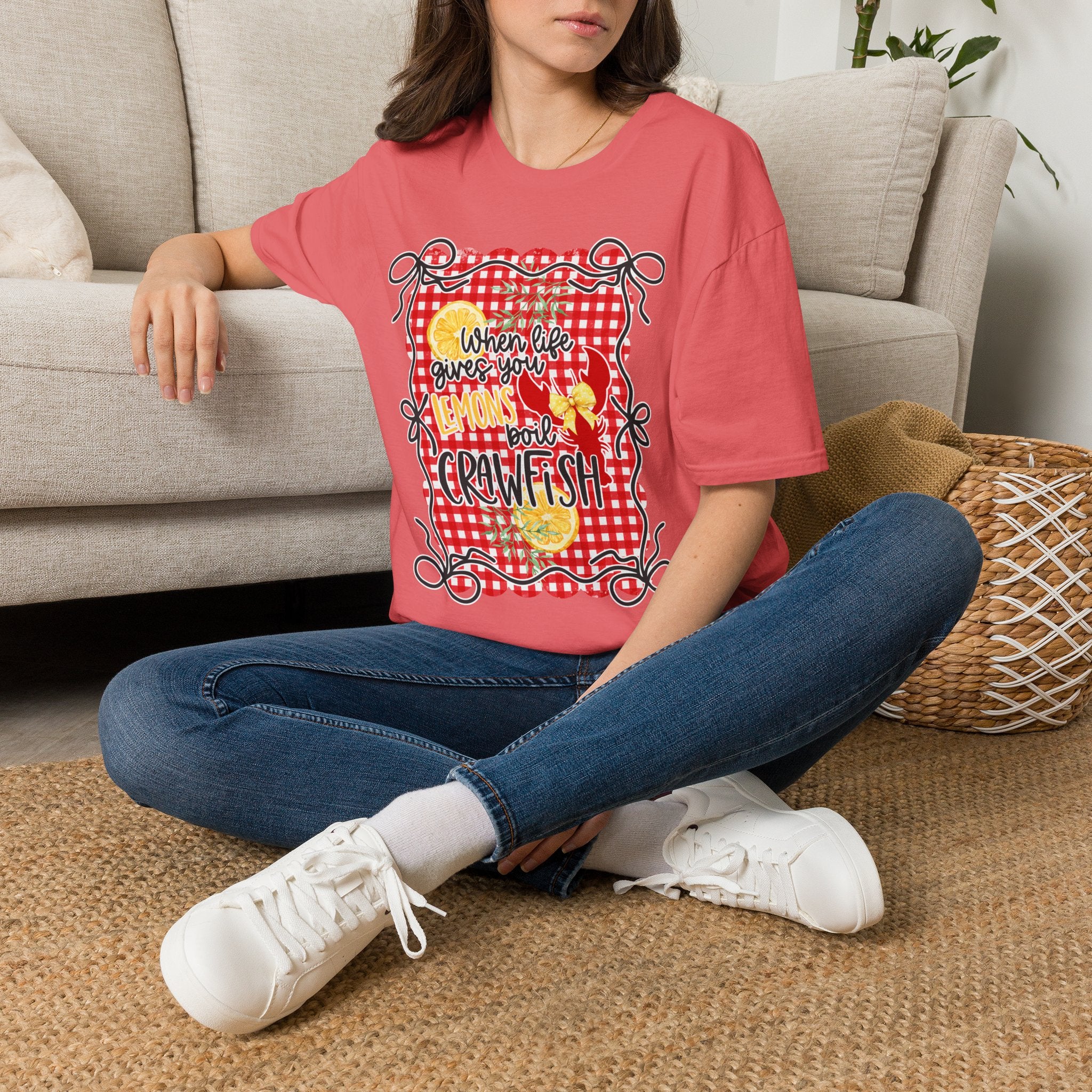 T-Shirt — "When Life Gives You Lemons Add Crawfish" Retro Picnic Graphic Tee