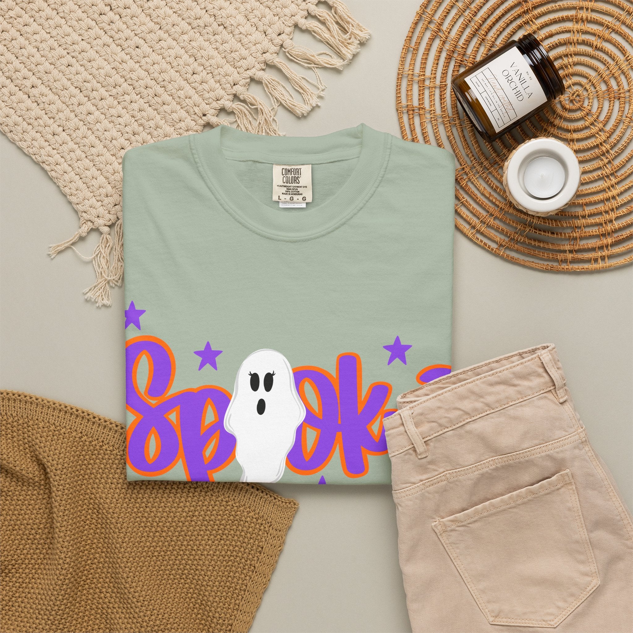 Spooky Ghost Tee — Halloween Orange Graphic T-Shirt