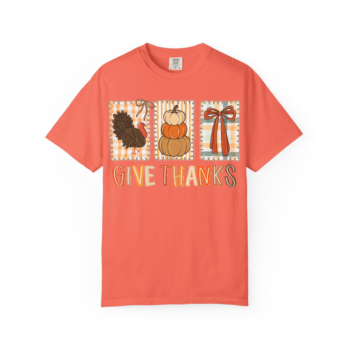 Give Thanks T-Shirt — Thanksgiving Fall Turkey Pumpkin Graphic Tee