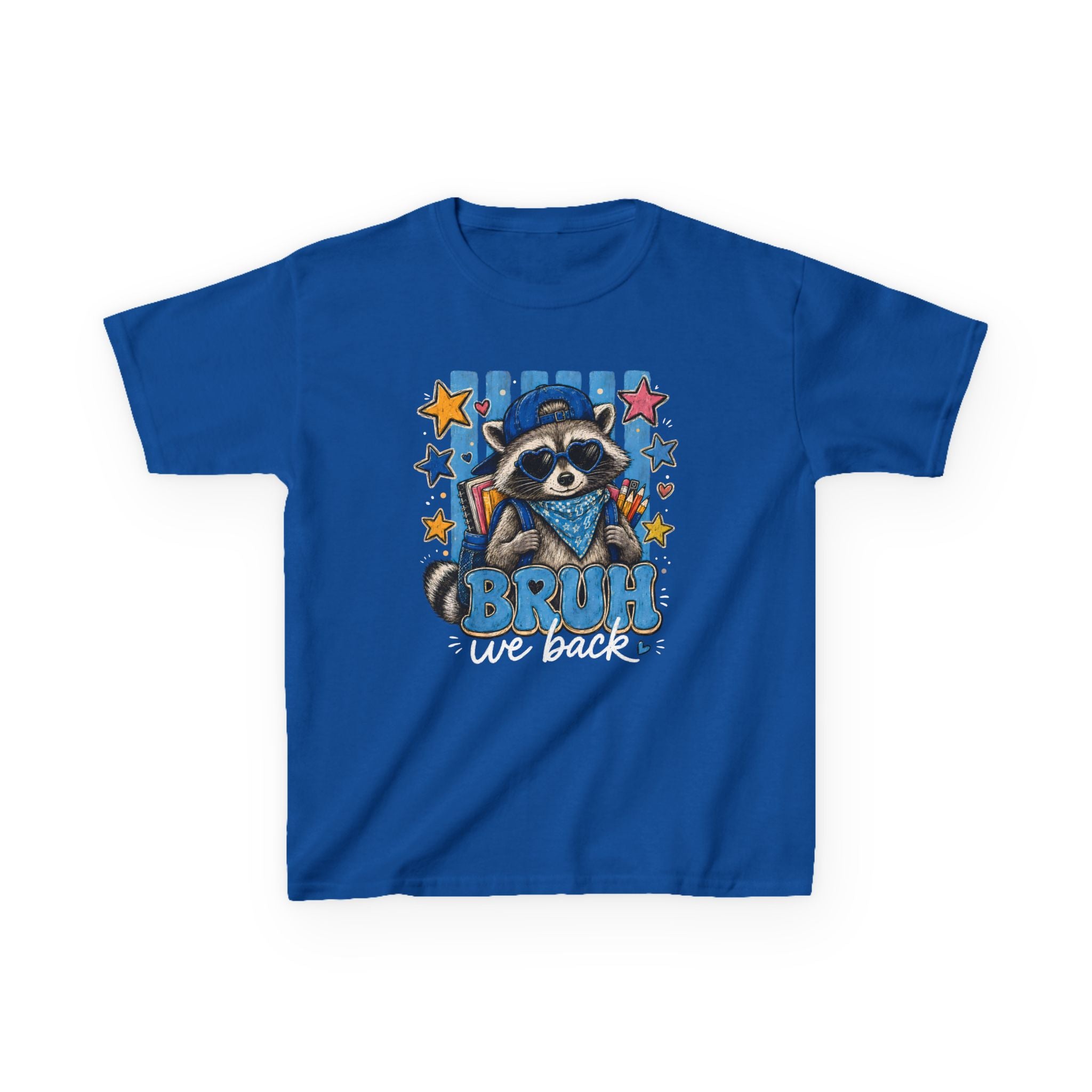 Kids Tee — Cute Raccoon “Bruh We Back” Graphic Shirt