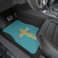 Religious Car Mats (Set of 4) — Teal Cross Non‑Slip Floor Mats