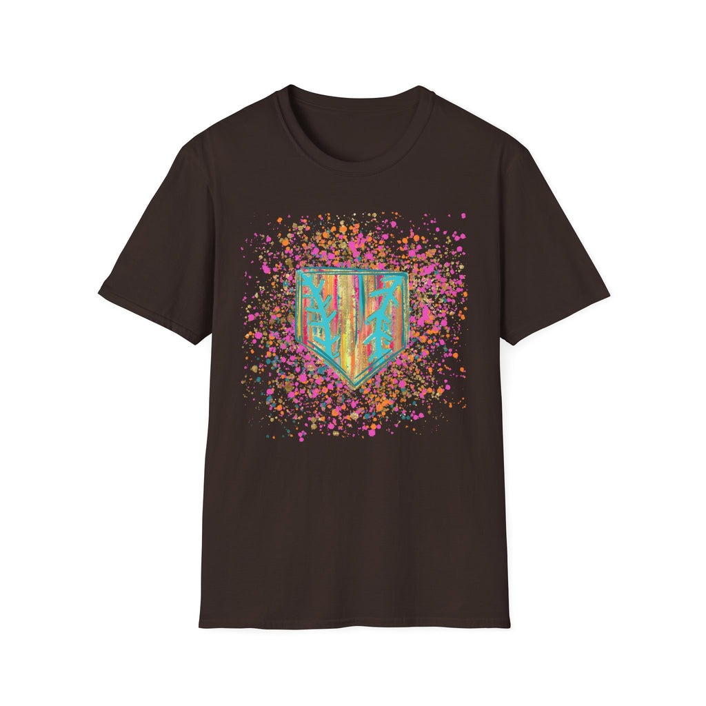 Colorful Floral Shield T-Shirt — Boho Painted Crest Graphic Tee