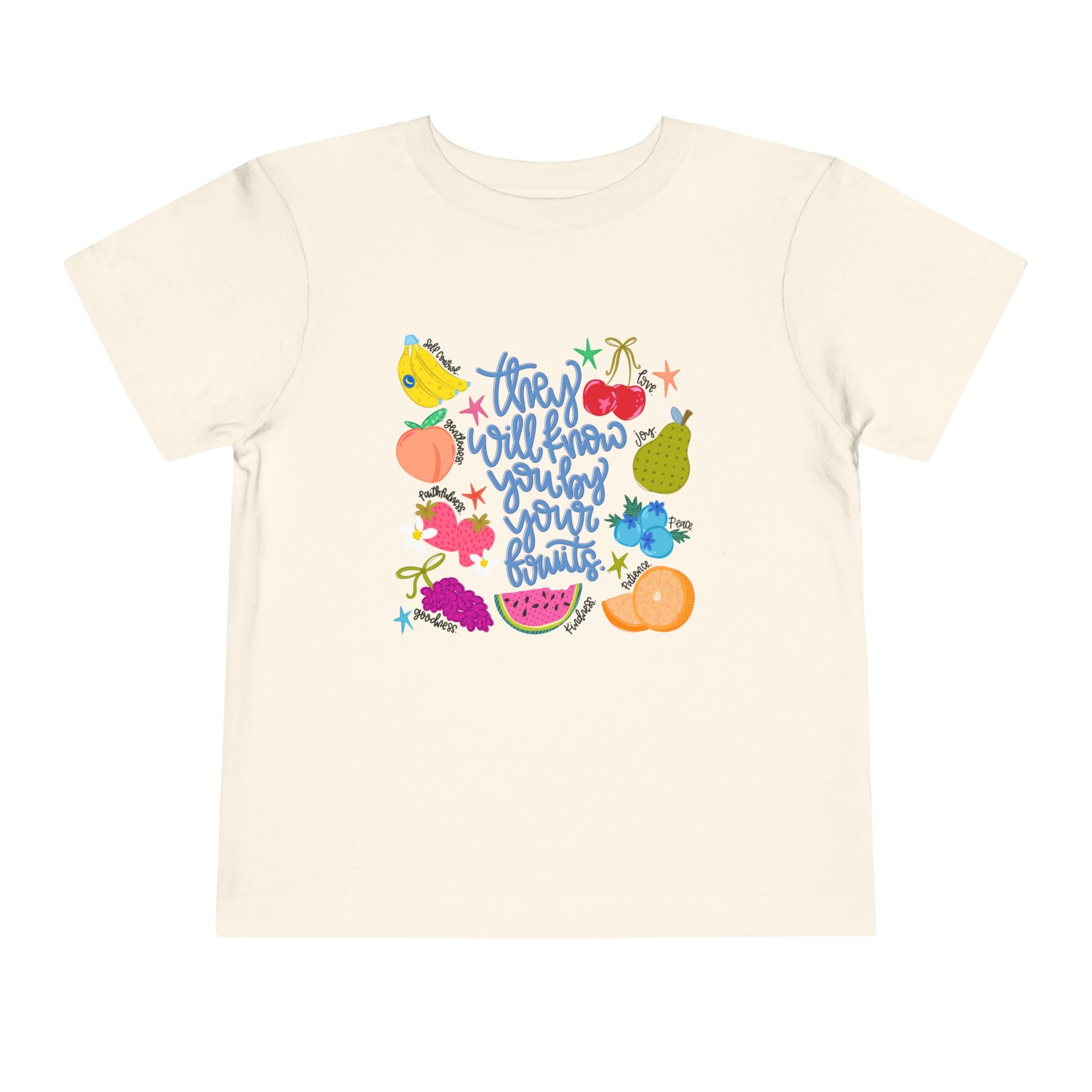 Toddler Tee - "They Will Know You by Your Fruits" Colorful Fruit Graphic
