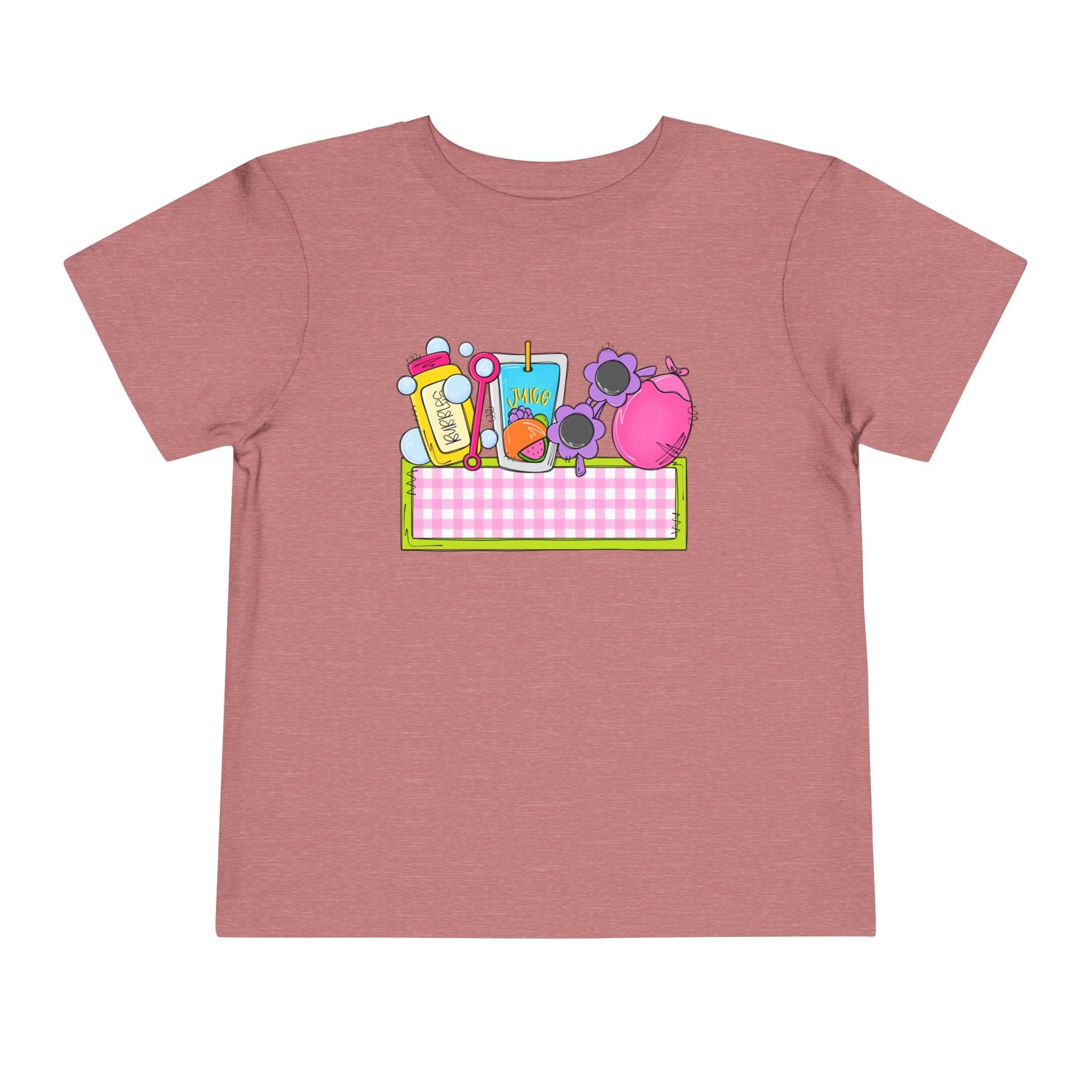 Toddler Tee — Pink Pig & Snacks Name-Plate Graphic