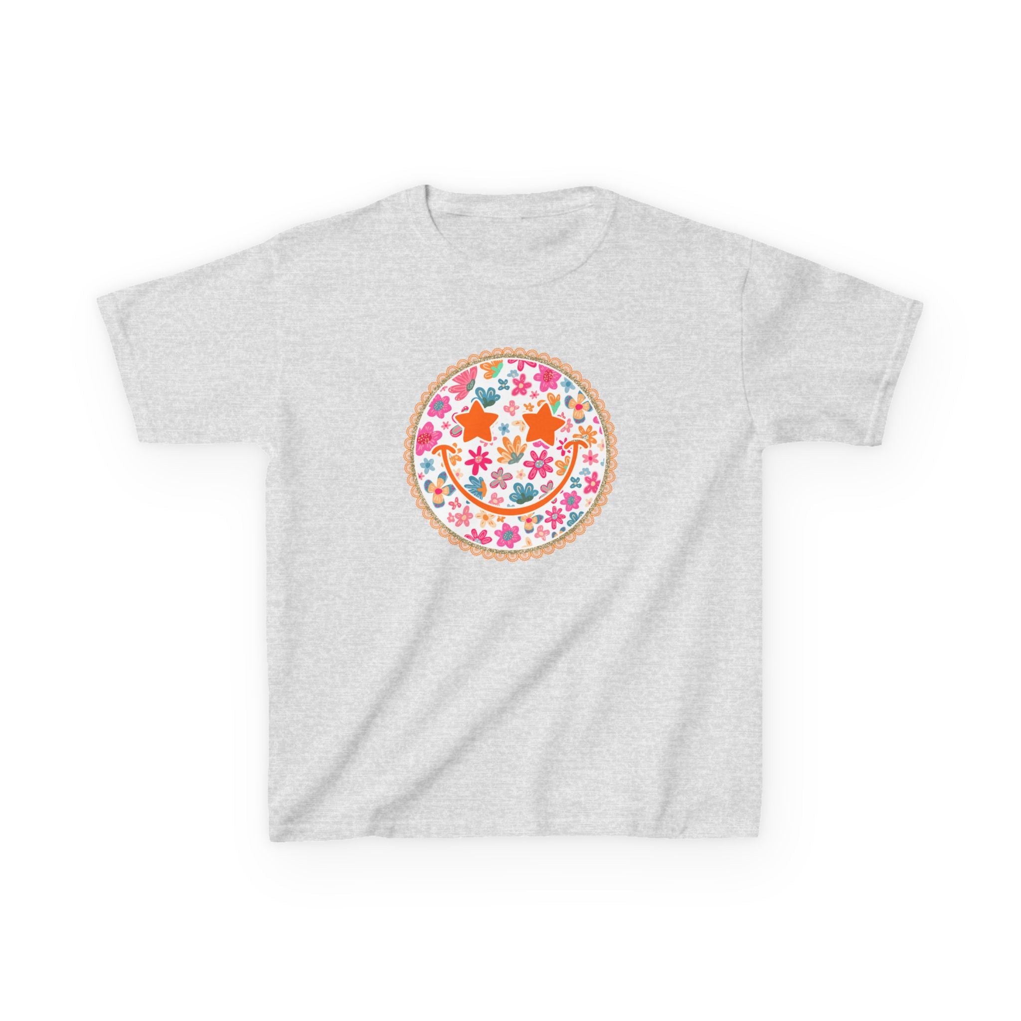 Kids T-Shirt — Floral Smiley Face Graphic Tee for Girls & Boys