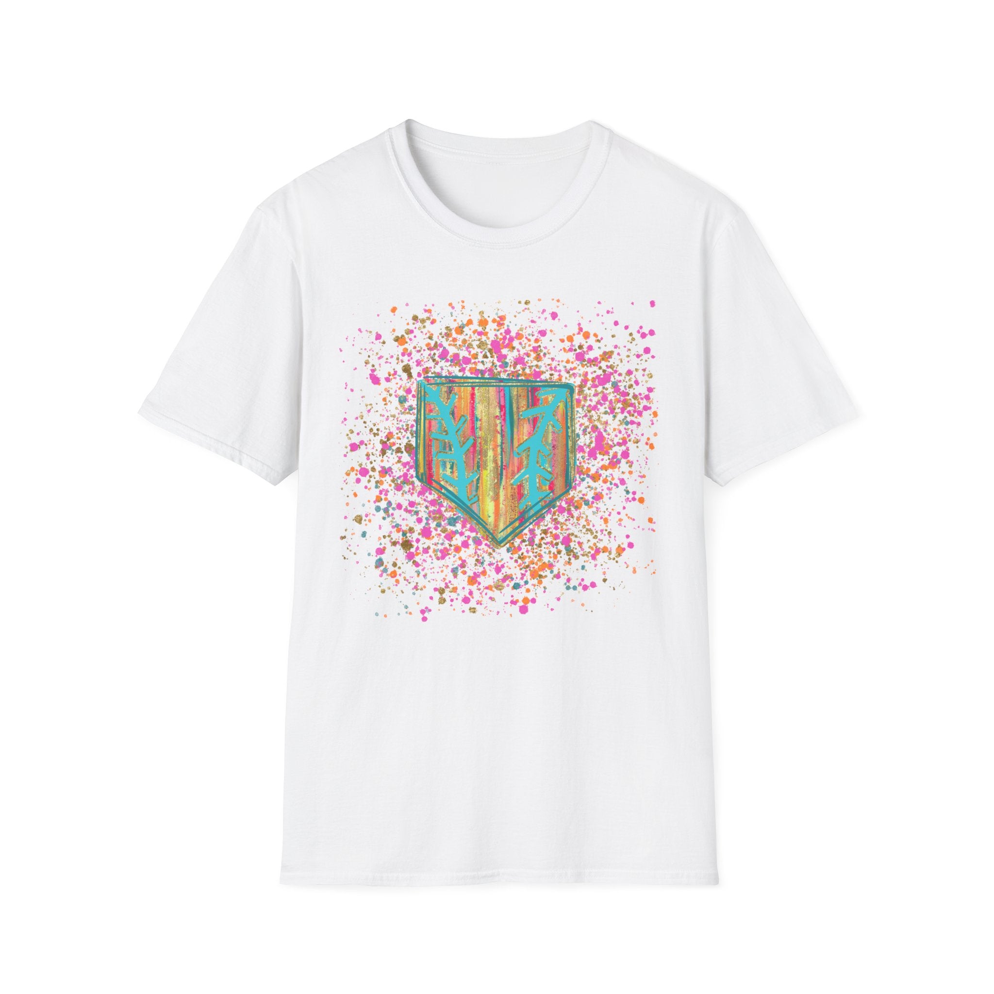 Colorful Floral Shield T-Shirt — Boho Painted Crest Graphic Tee