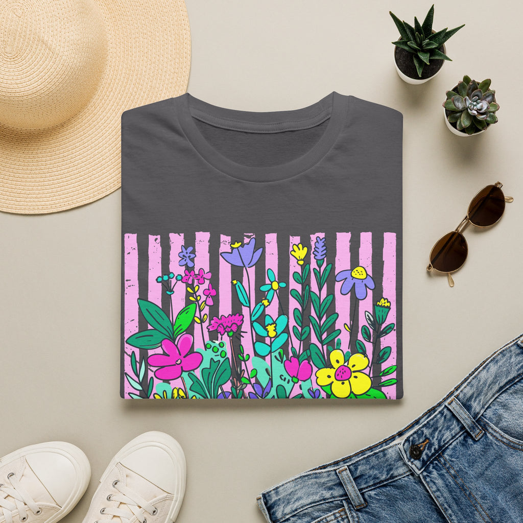 Floral Stripe "NANA" T-Shirt — Bright Garden Grandma Gift