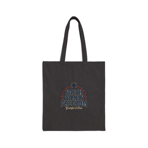 Faith Family Freedom Tote, patriotic faith-based July 4th vintage Americana