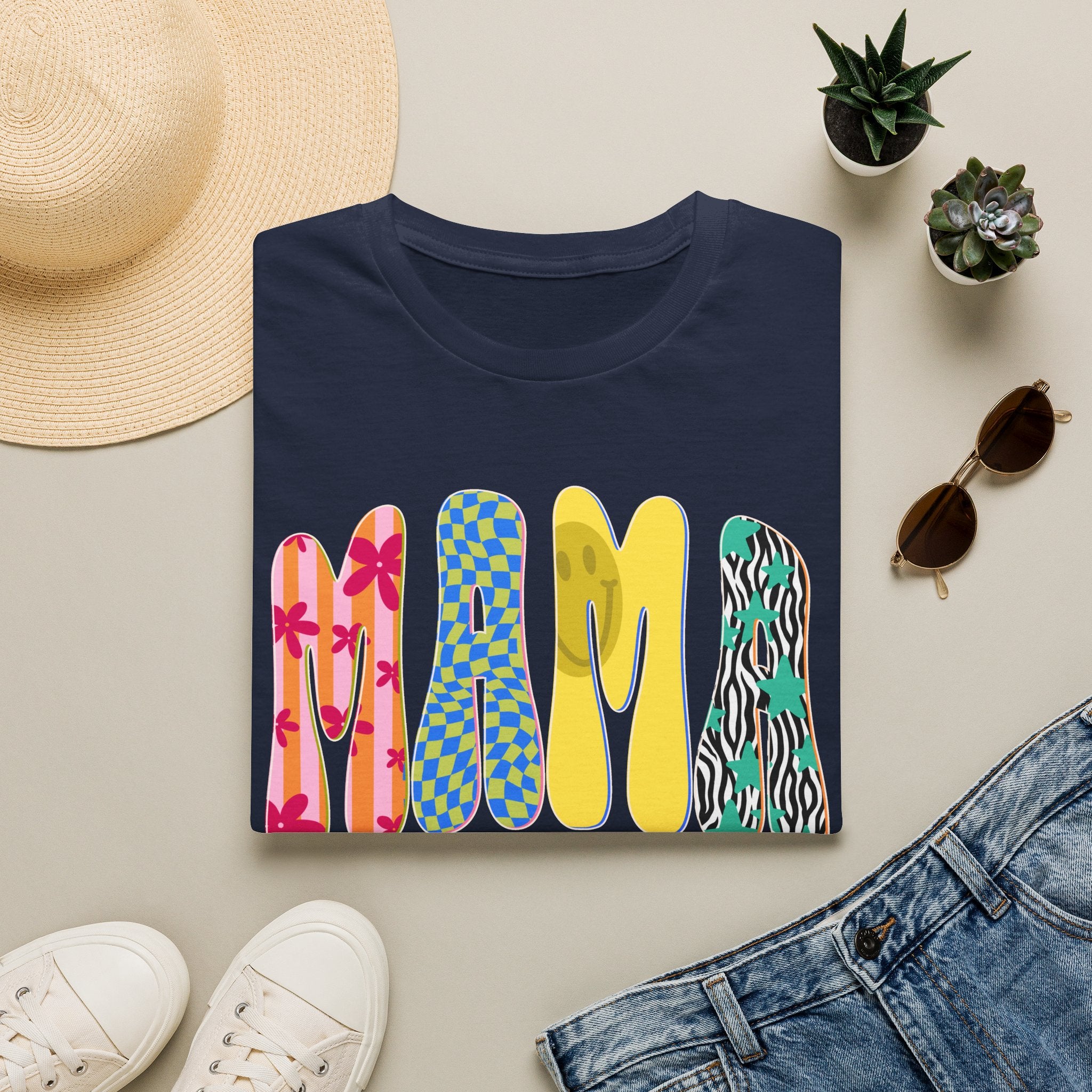 Mama Graphic T-Shirt — Colorful Patterned Lettering Tee for New Moms & Mother's Day