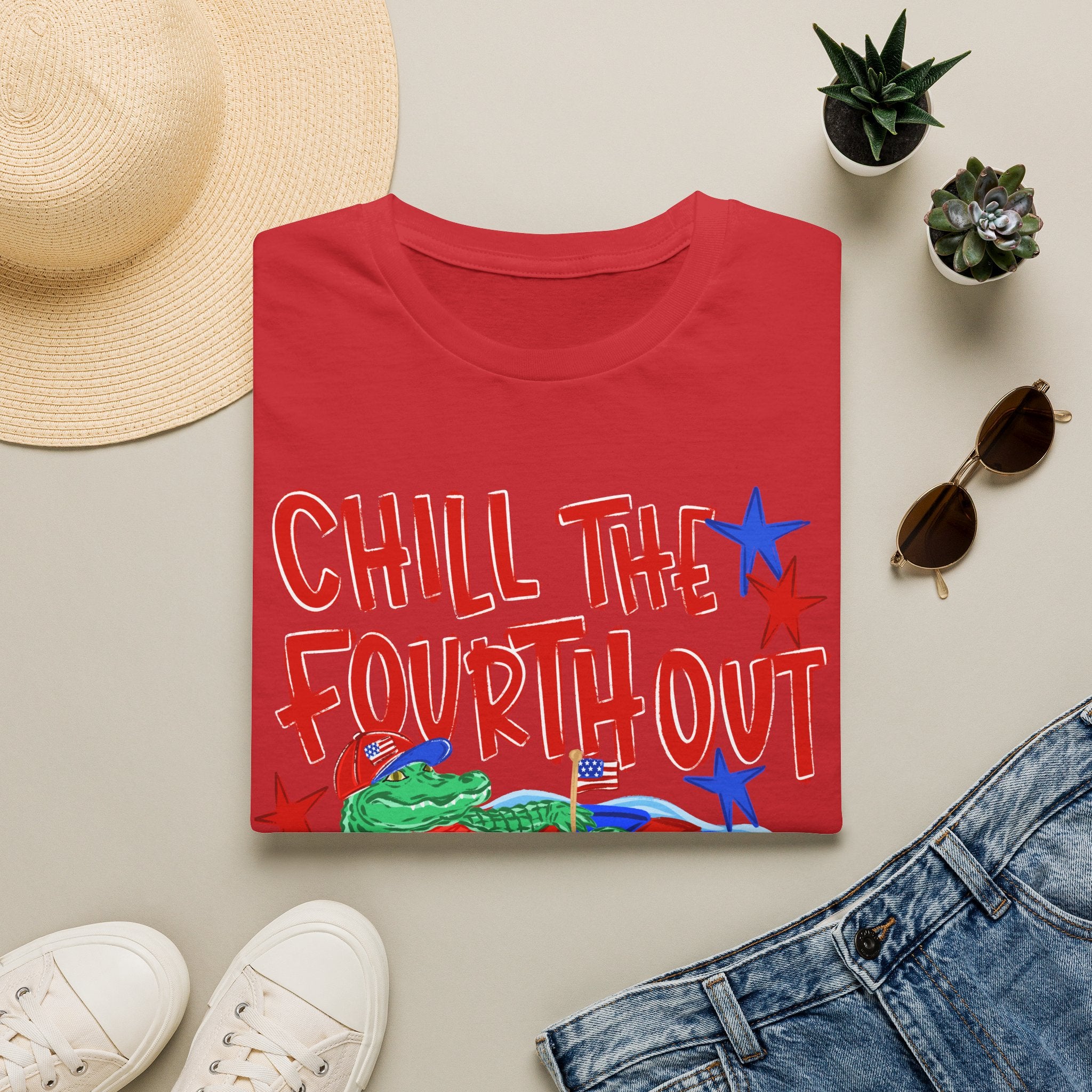 T-Shirt — “Chill the Fourth Out” Patriotic Alligator July 4th Tee