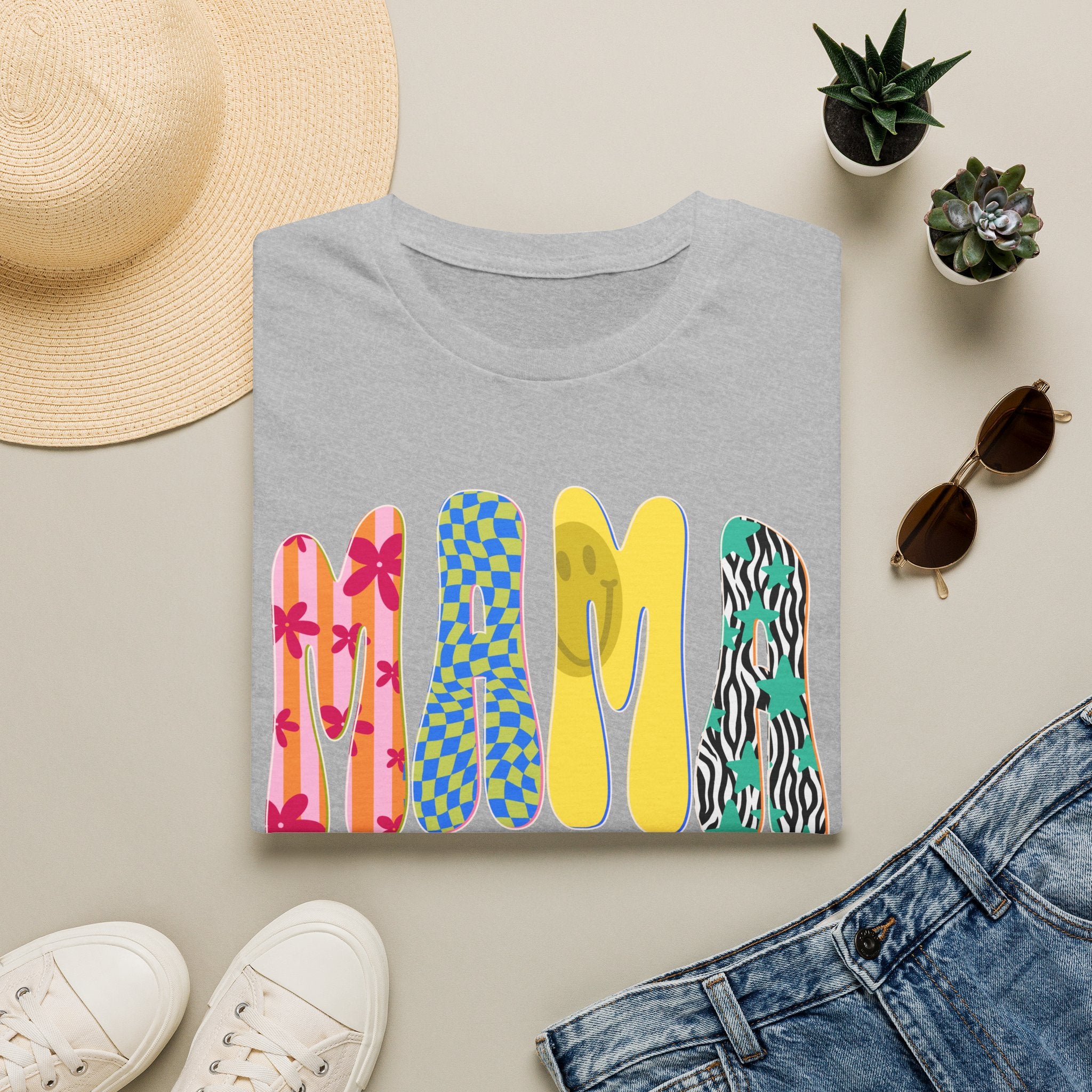 Mama Graphic T-Shirt — Colorful Patterned Lettering Tee for New Moms & Mother's Day