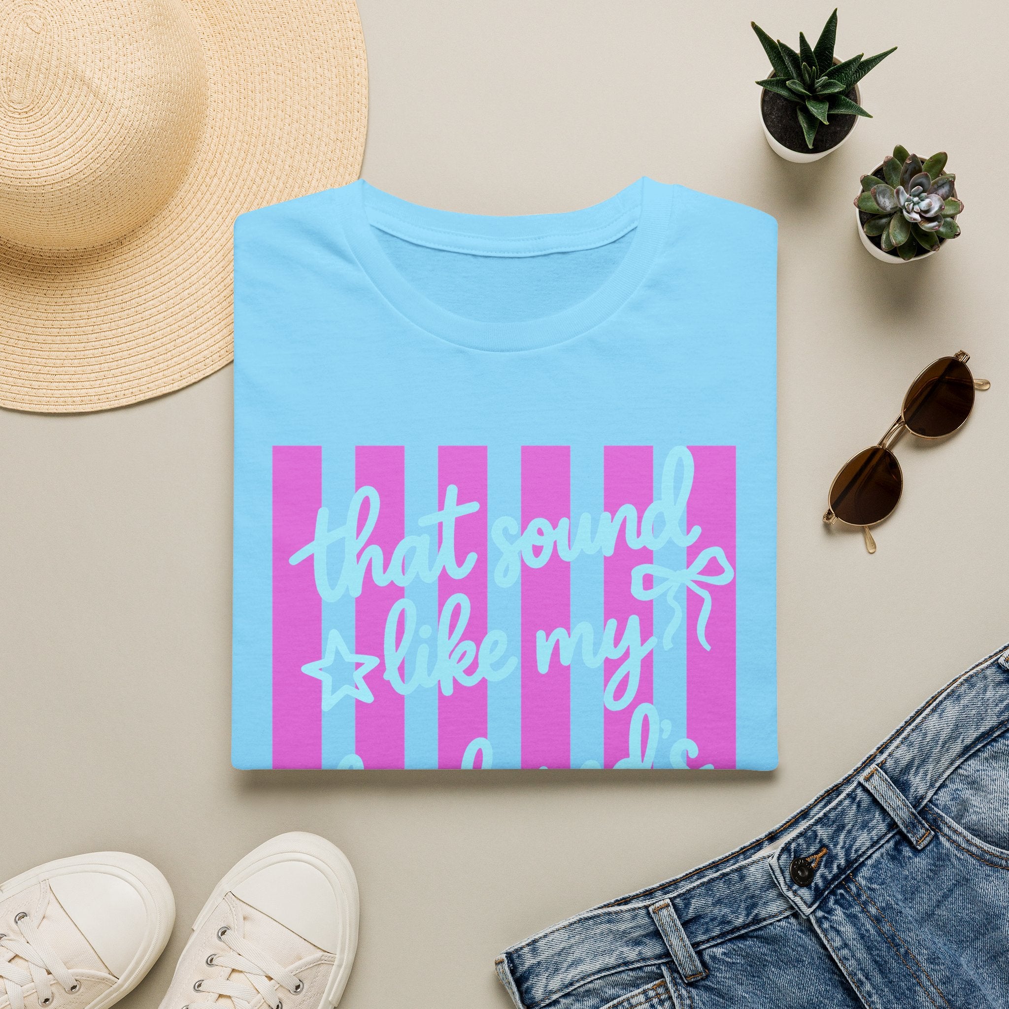 "That Sound Like My Husband's Freedom" Pink Stripe Graphic Tee