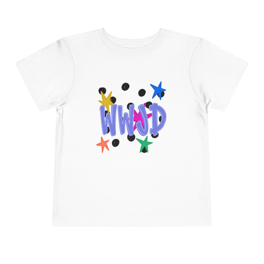 Toddler Tee — Colorful 'WWJD' Stars Graphic Kids Shirt