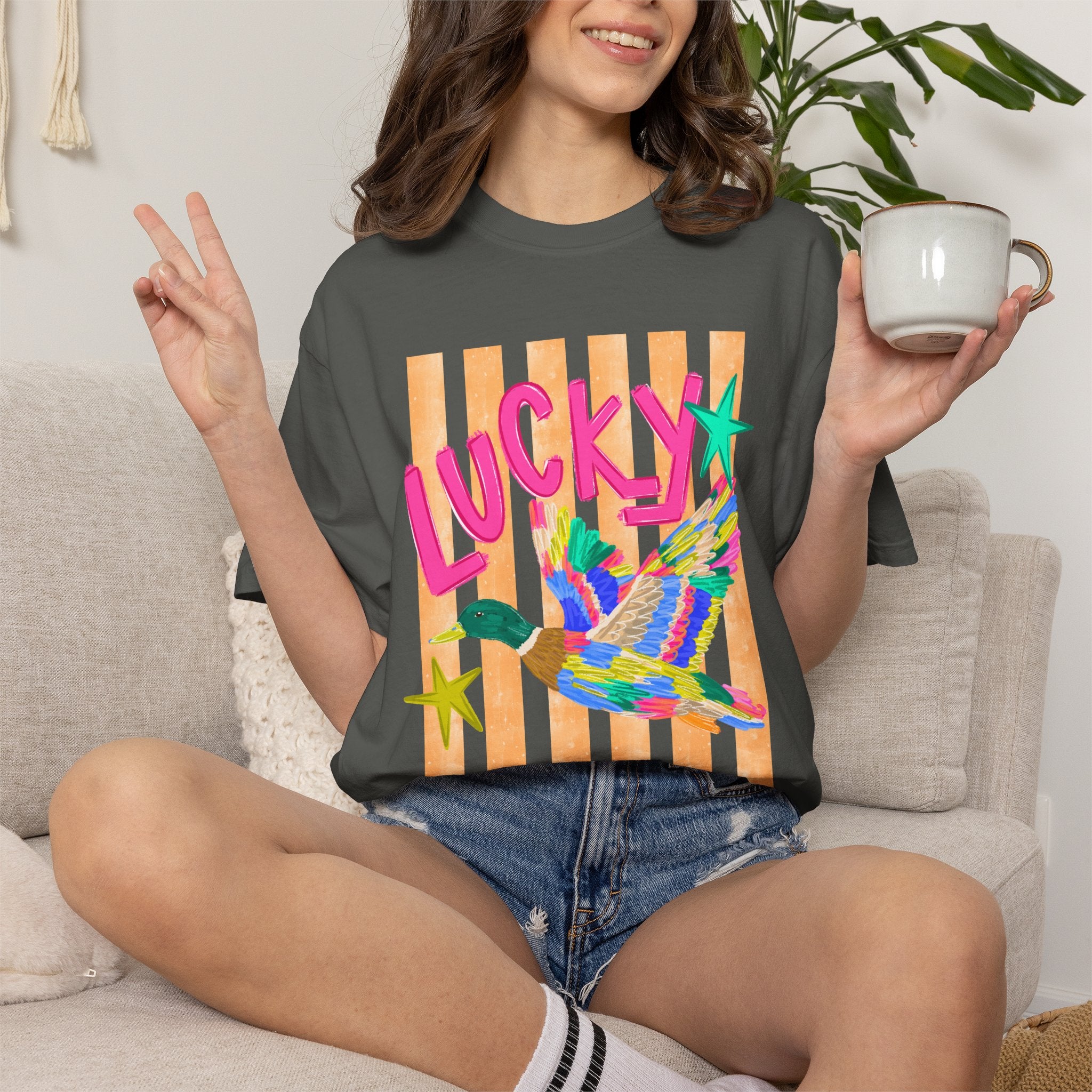 Lucky Duck T-Shirt — Colorful Retro Graphic Tee