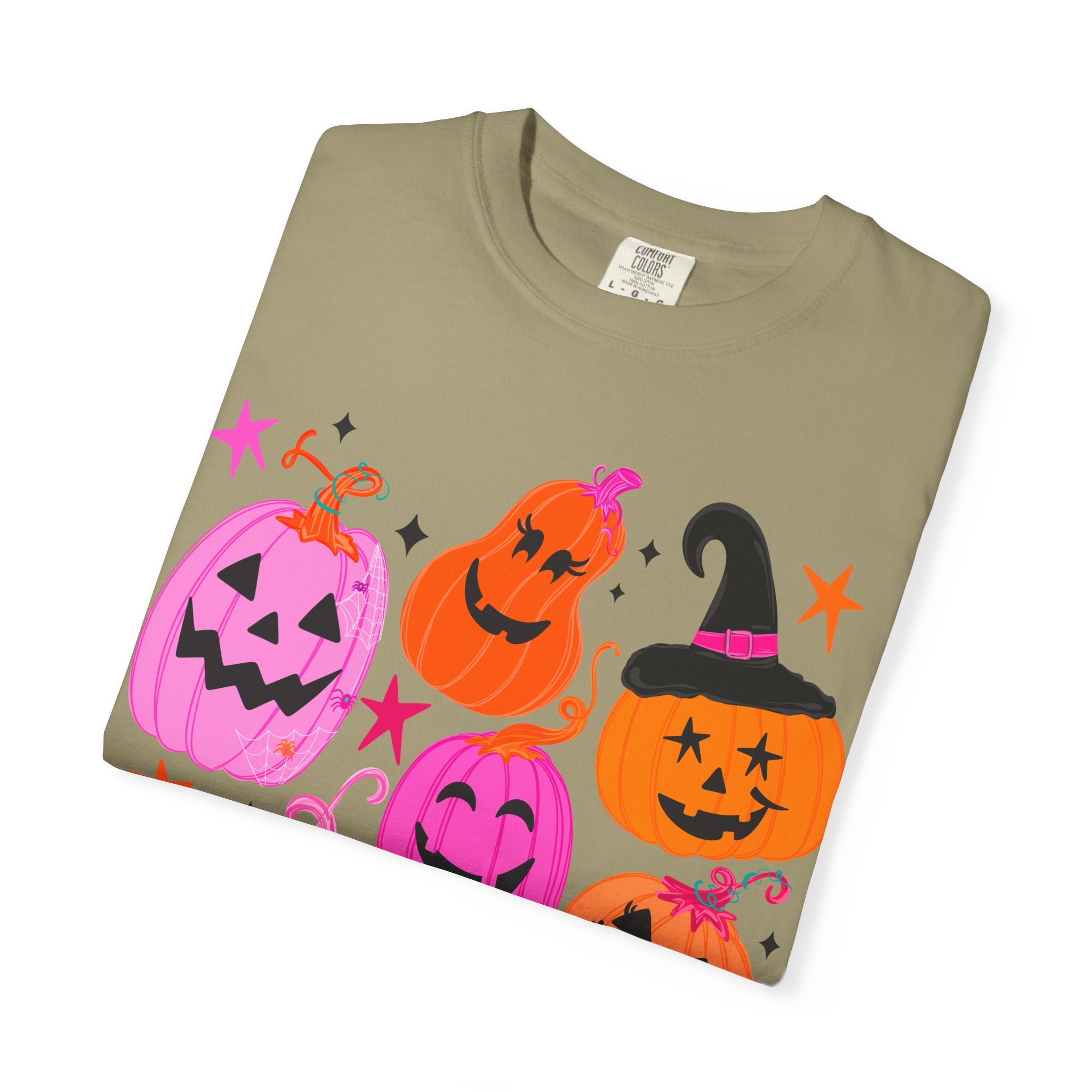 Halloween Pumpkins T-Shirt — Cute Pink & Orange Jack-O'-Lanterns