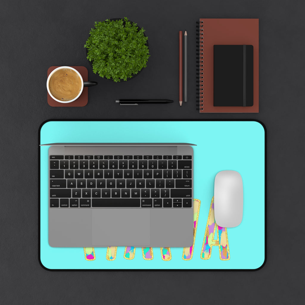 Mama Desk Mat — Bright Turquoise Mouse Pad with Colorful 'MAMA' Lettering, Mother's Day Gift