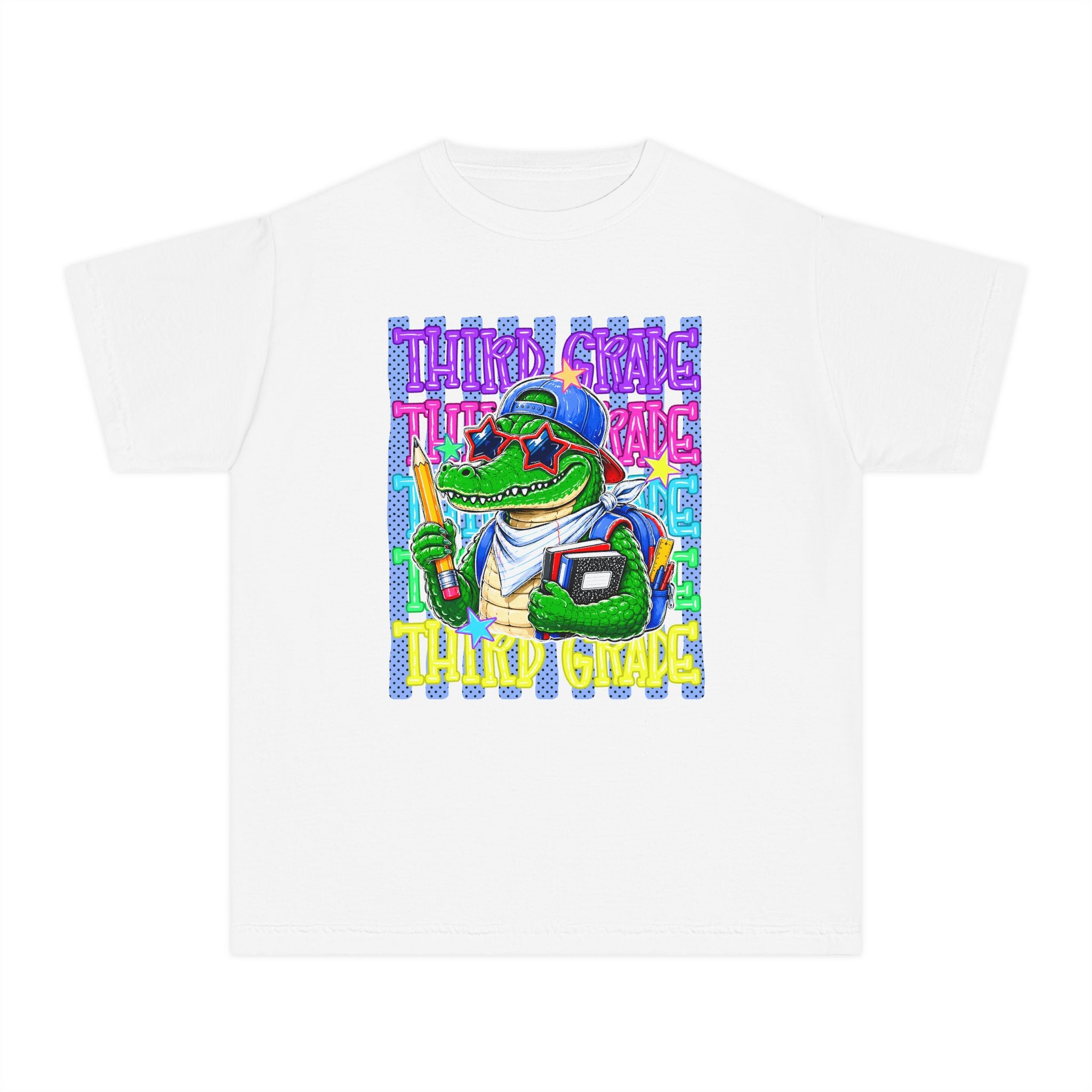 Youth Tee — Colorful 'Third Grade' School Gator Graphic