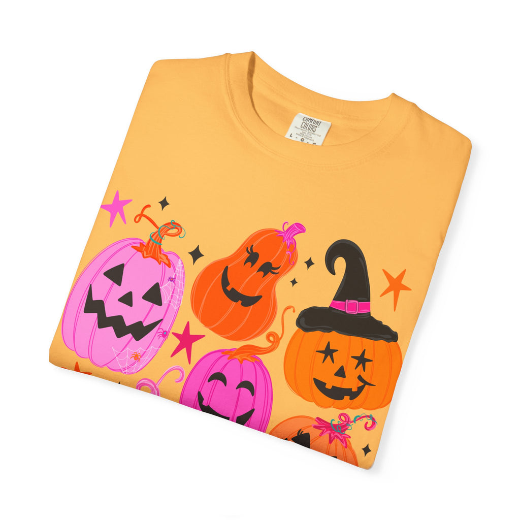 Halloween Pumpkins T-Shirt — Cute Pink & Orange Jack-O'-Lanterns