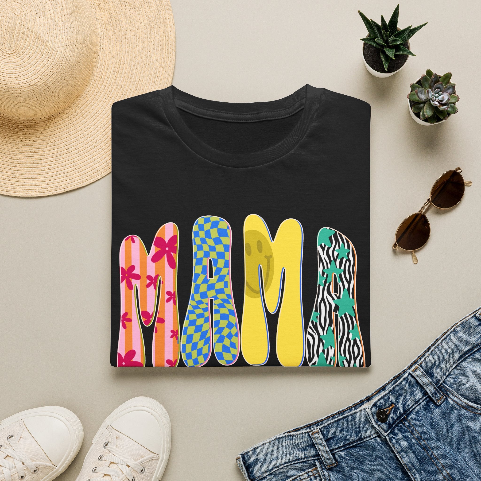 Mama Graphic T-Shirt — Colorful Patterned Lettering Tee for New Moms & Mother's Day