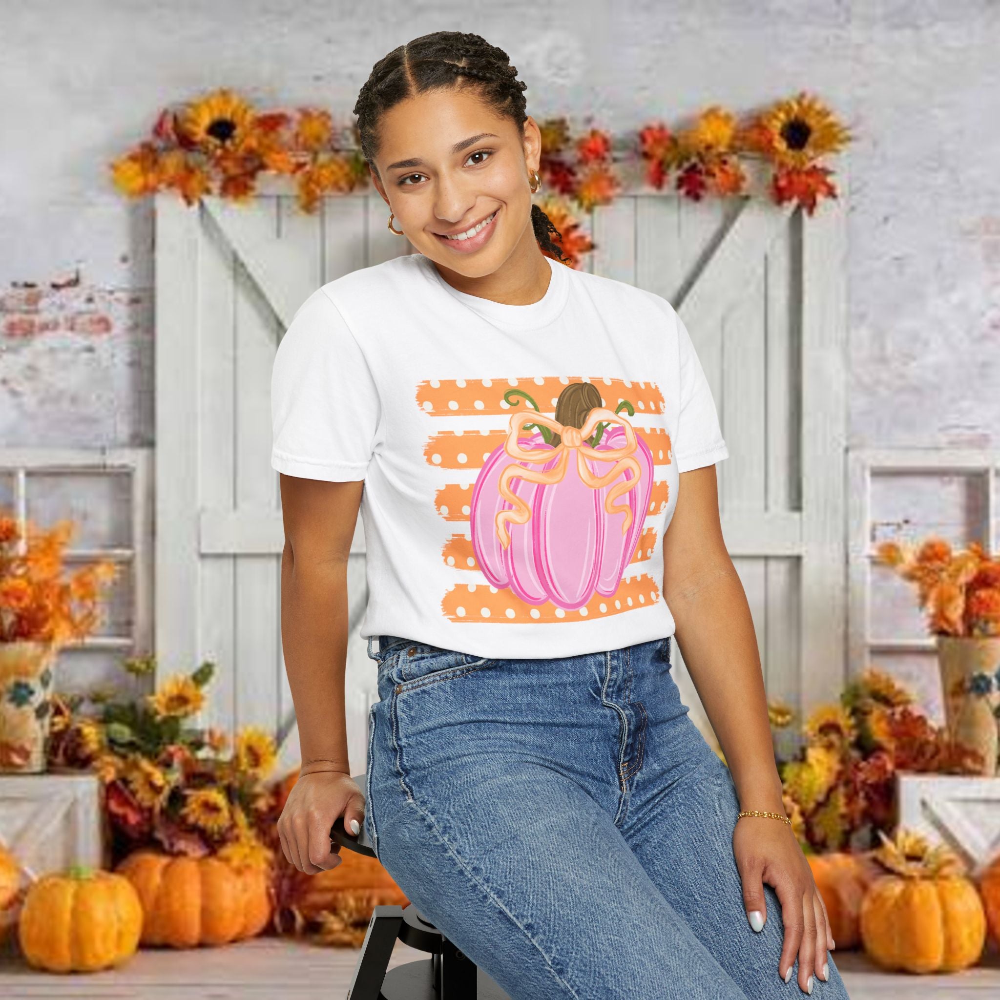 Pink Pumpkin Graphic T-Shirt — Cute Fall Halloween Tee