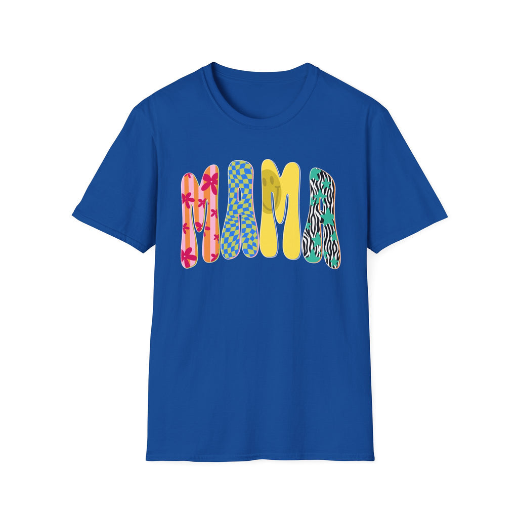Mama Graphic T-Shirt — Colorful Patterned Lettering Tee for New Moms & Mother's Day