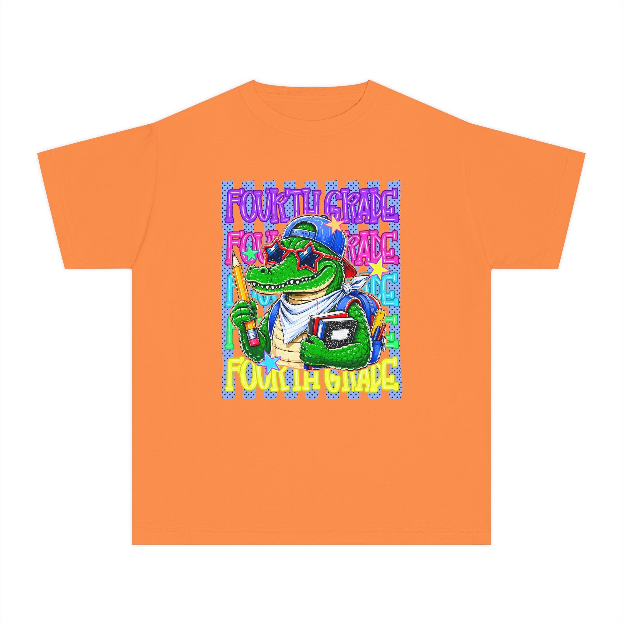 Youth Tee — Colorful ‘Fourth Grade’ Alligator School Graphic