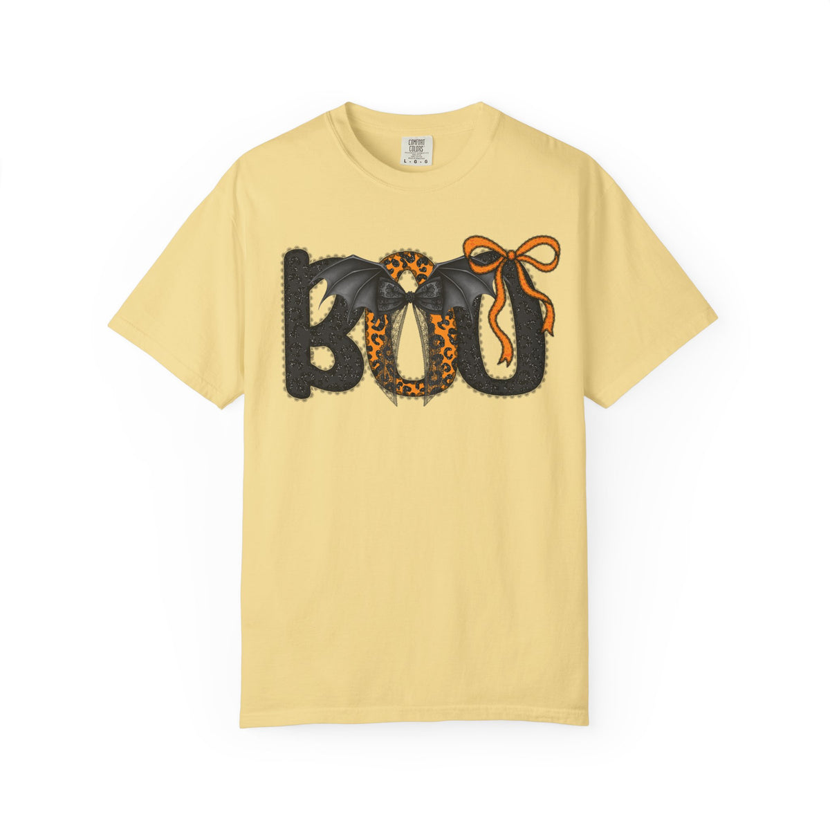 BOO Halloween T-Shirt — Cute Bat & Bow Graphic Tee for Trick-or-Treat