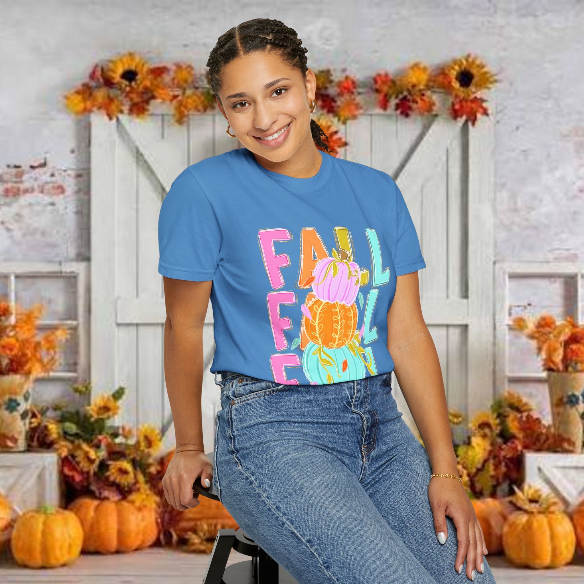 Fall Stack Pumpkin T-Shirt — Colorful Autumn Graphic Tee