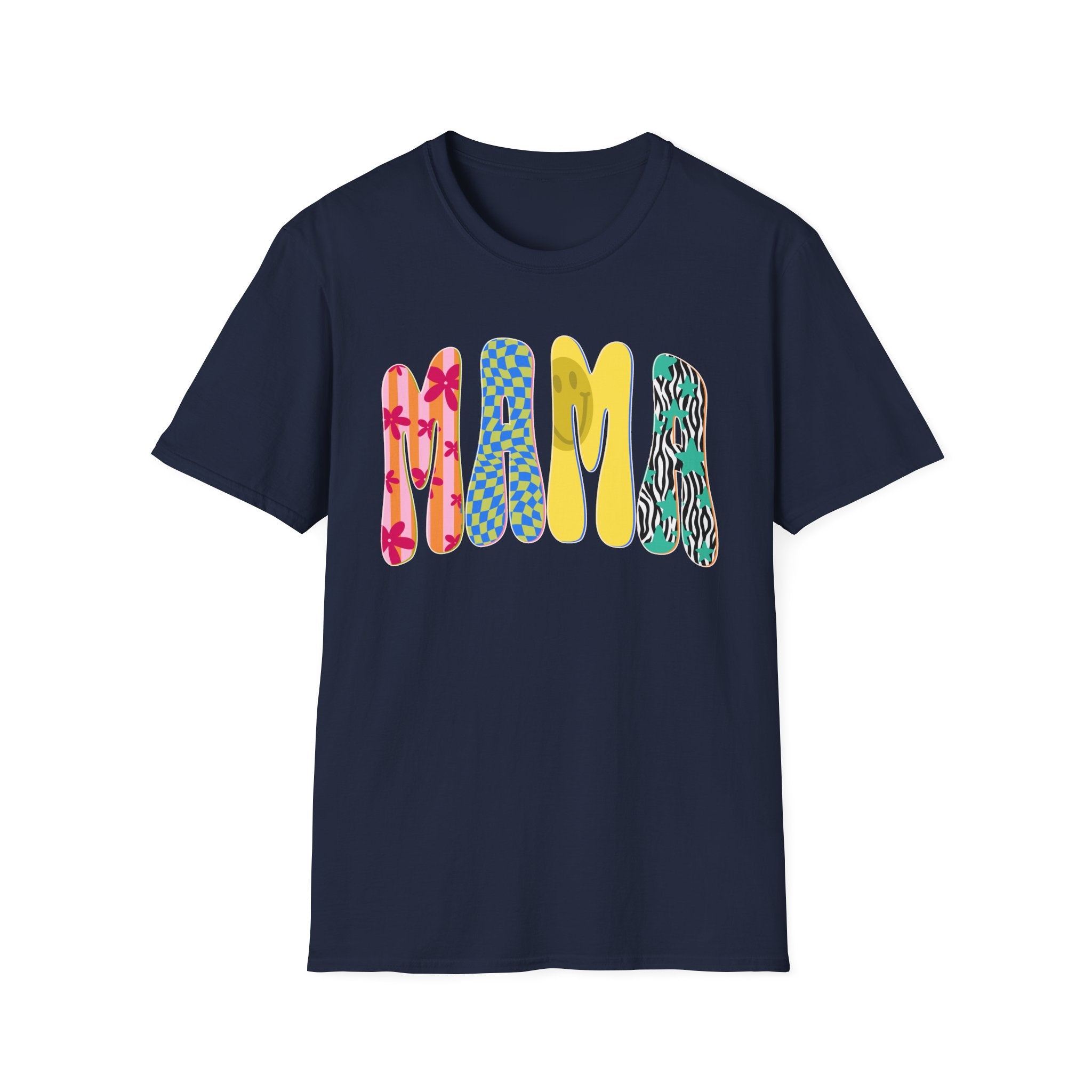 Mama Graphic T-Shirt — Colorful Patterned Lettering Tee for New Moms & Mother's Day