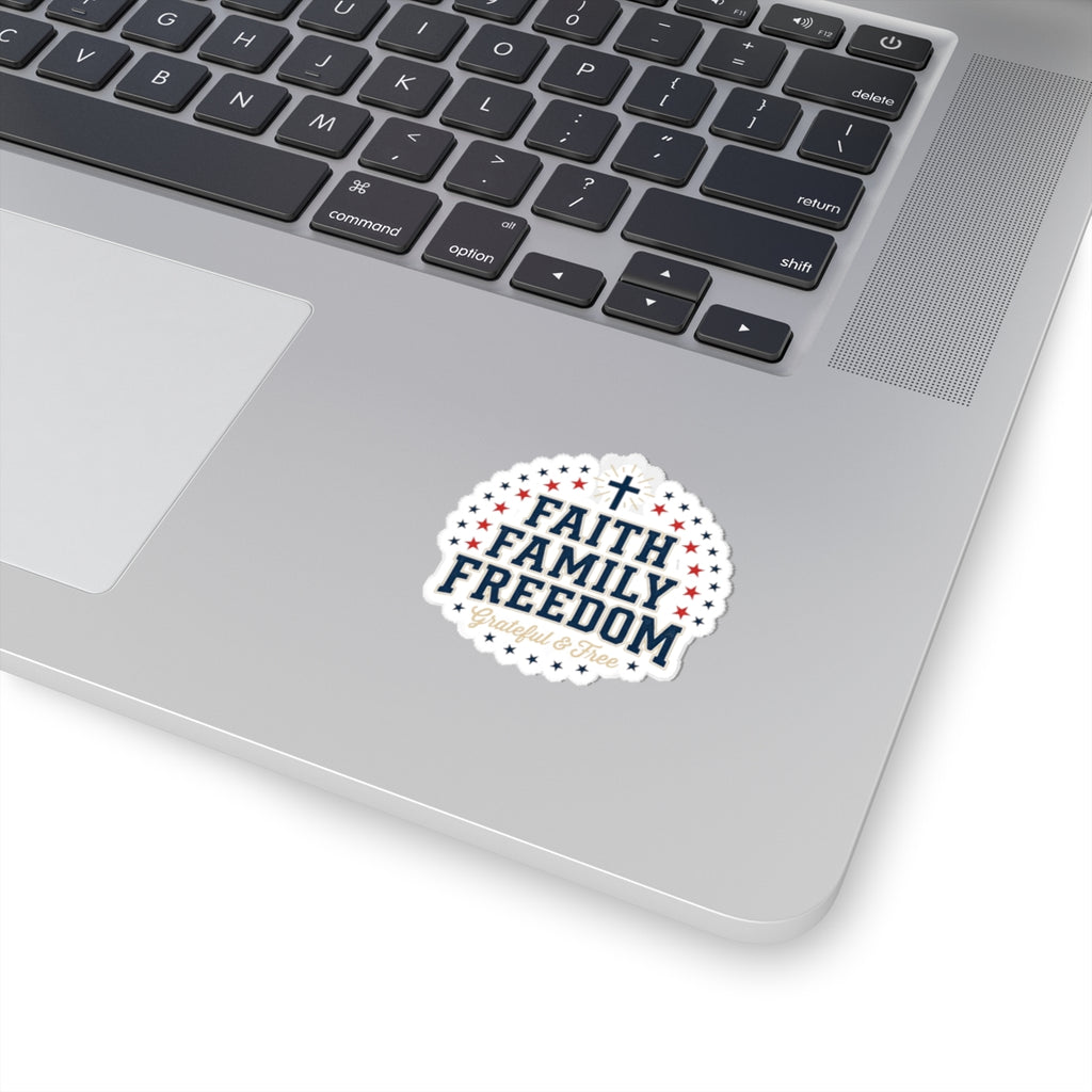 Faith Family Freedom Sticker | Faith-based Patriotic, Vintage Americana 4th of July