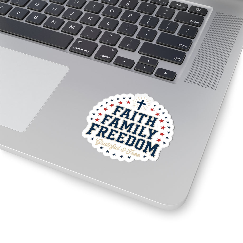 Faith Family Freedom Sticker | Faith-based Patriotic, Vintage Americana 4th of July