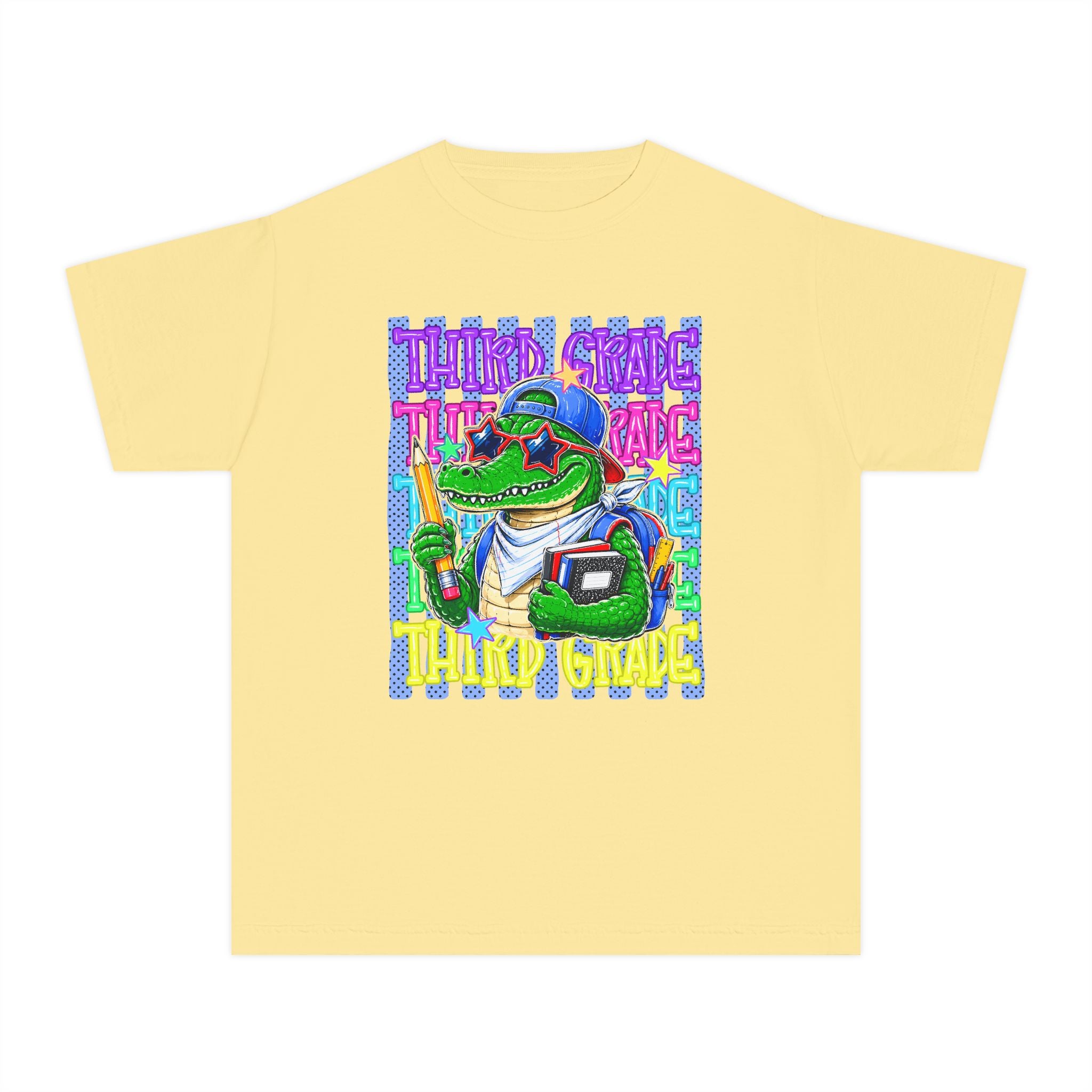 Youth Tee — Colorful 'Third Grade' School Gator Graphic