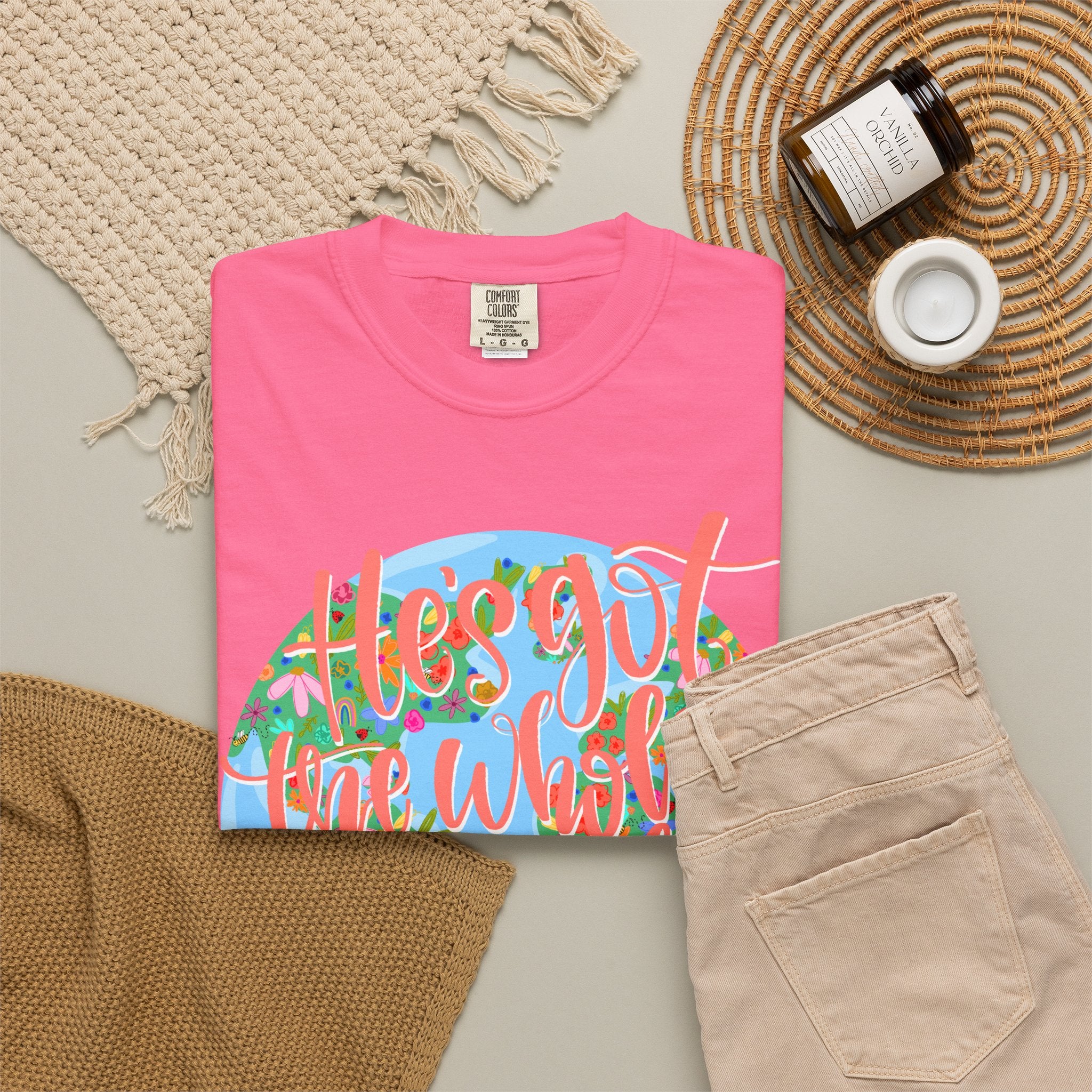He’s Got the Whole World in His Hands T-Shirt — Faith-Inspired Earth Graphic Tee