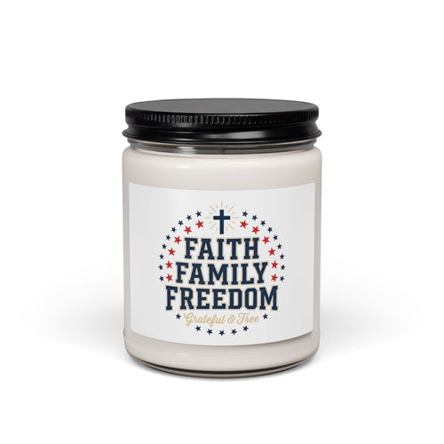 Faith Family Freedom Candle | Patriotic Faith-Based, July 4th Vintage Americana