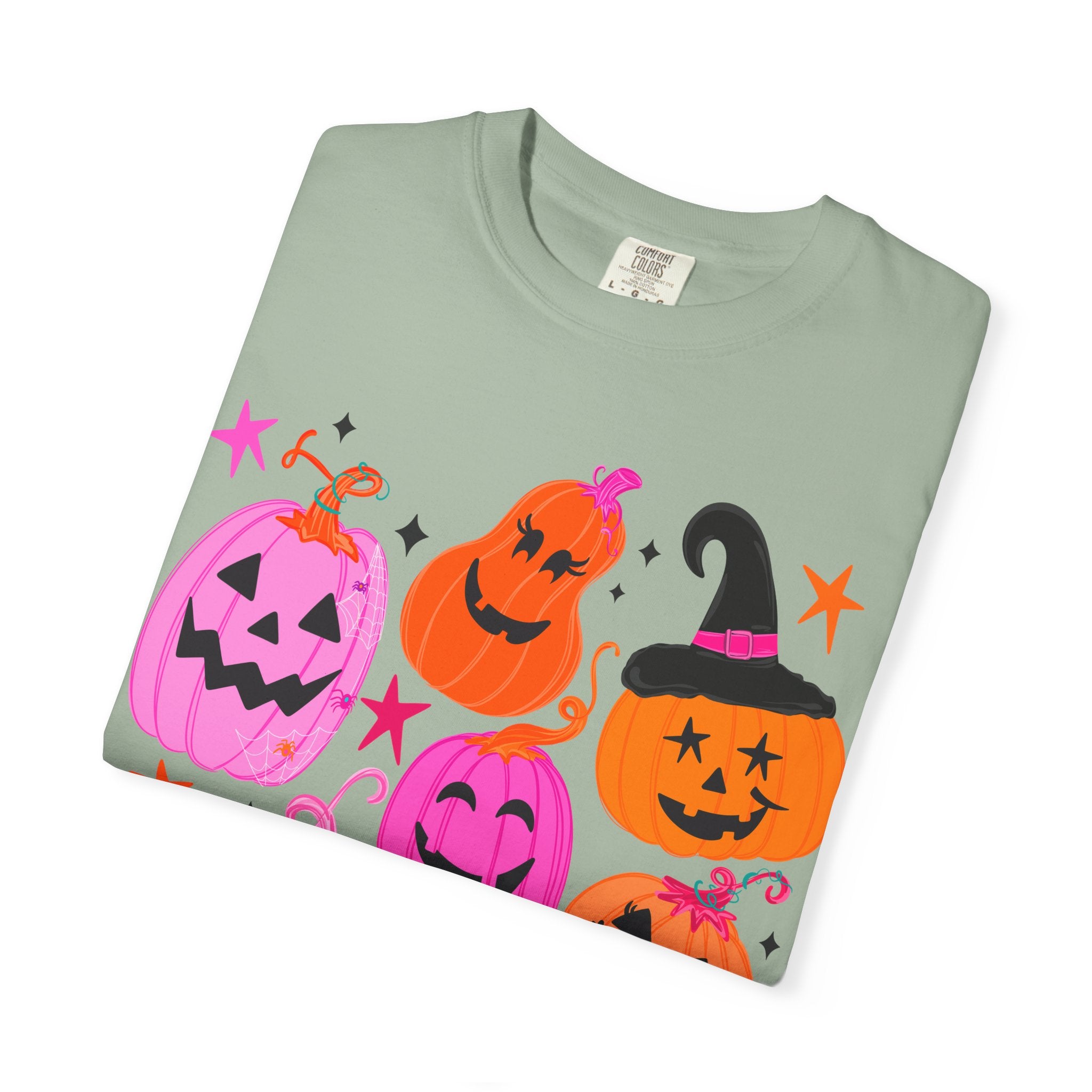 Halloween Pumpkins T-Shirt — Cute Pink & Orange Jack-O'-Lanterns