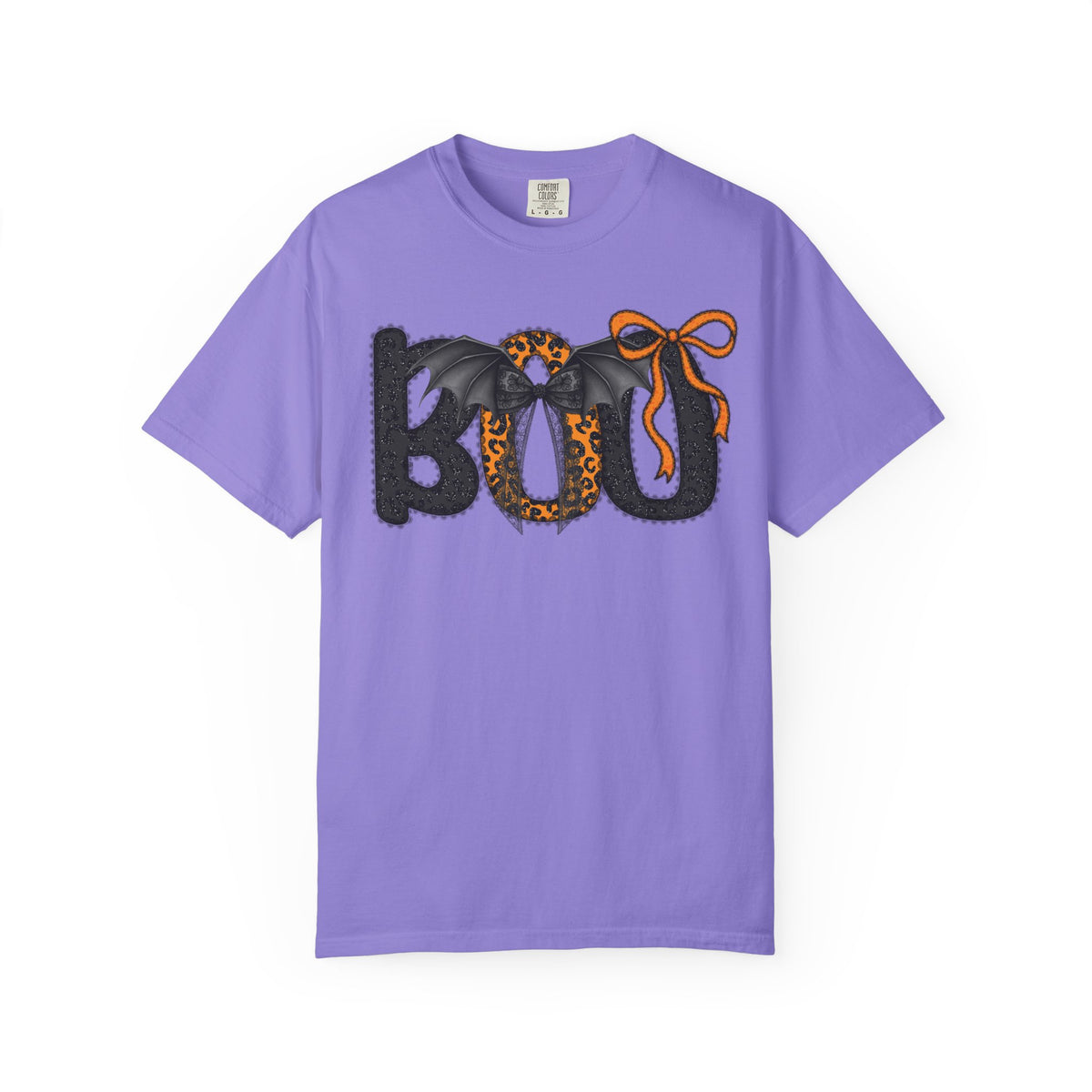 BOO Halloween T-Shirt — Cute Bat & Bow Graphic Tee for Trick-or-Treat