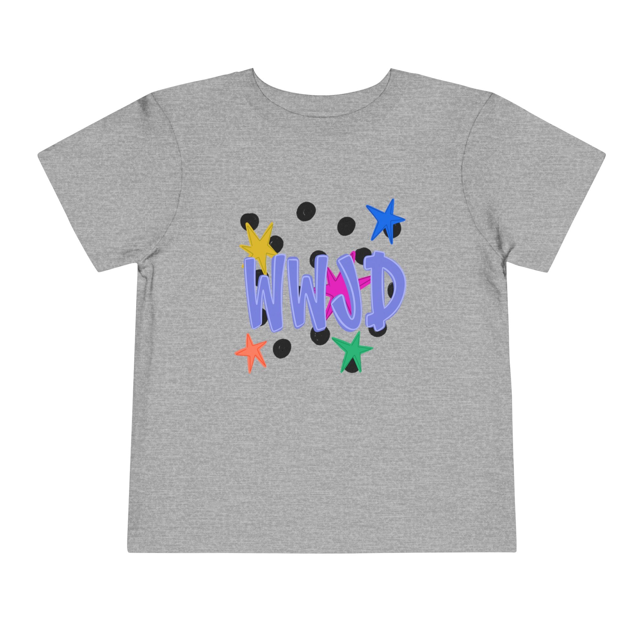 Toddler Tee — Colorful 'WWJD' Stars Graphic Kids Shirt