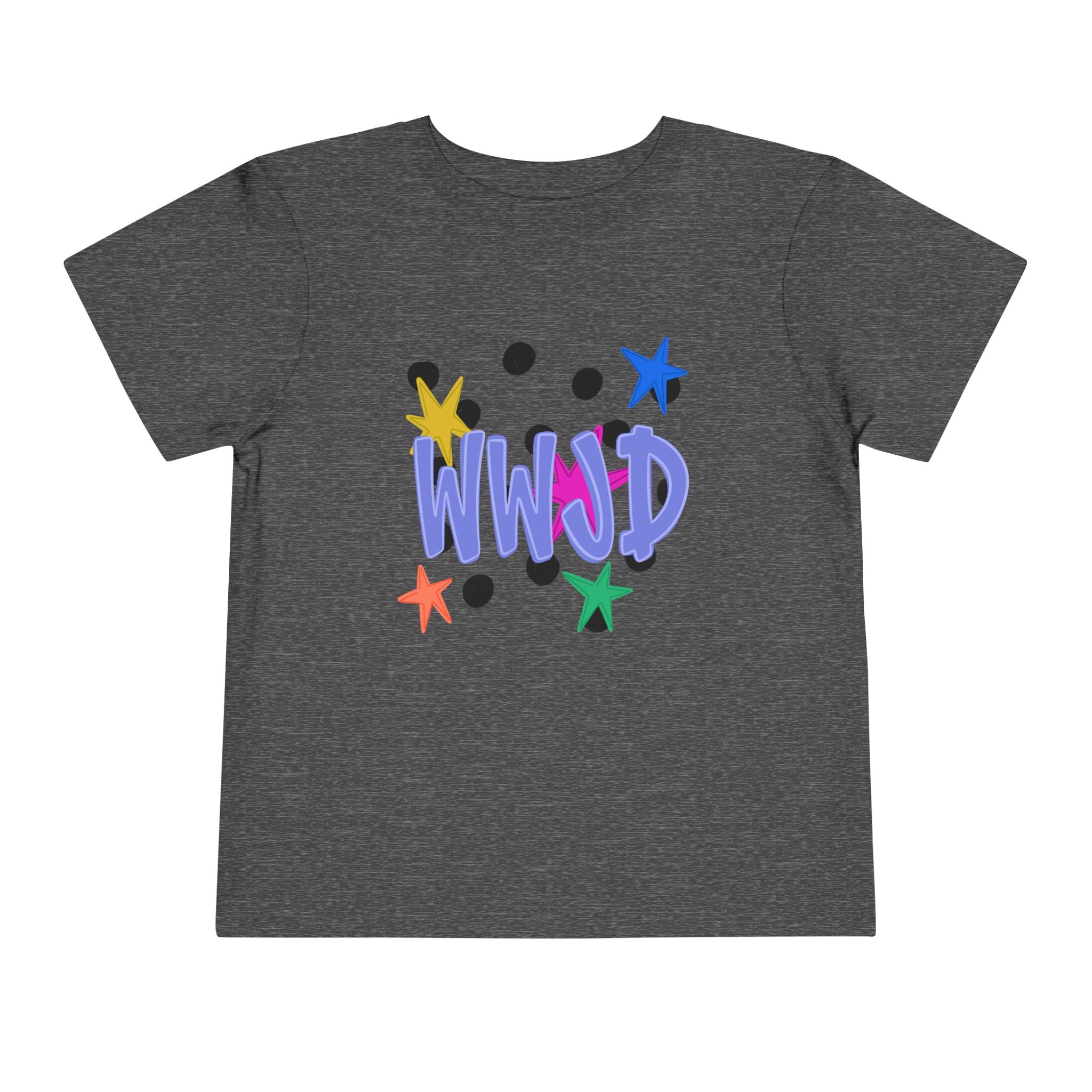 Toddler Tee — Colorful 'WWJD' Stars Graphic Kids Shirt