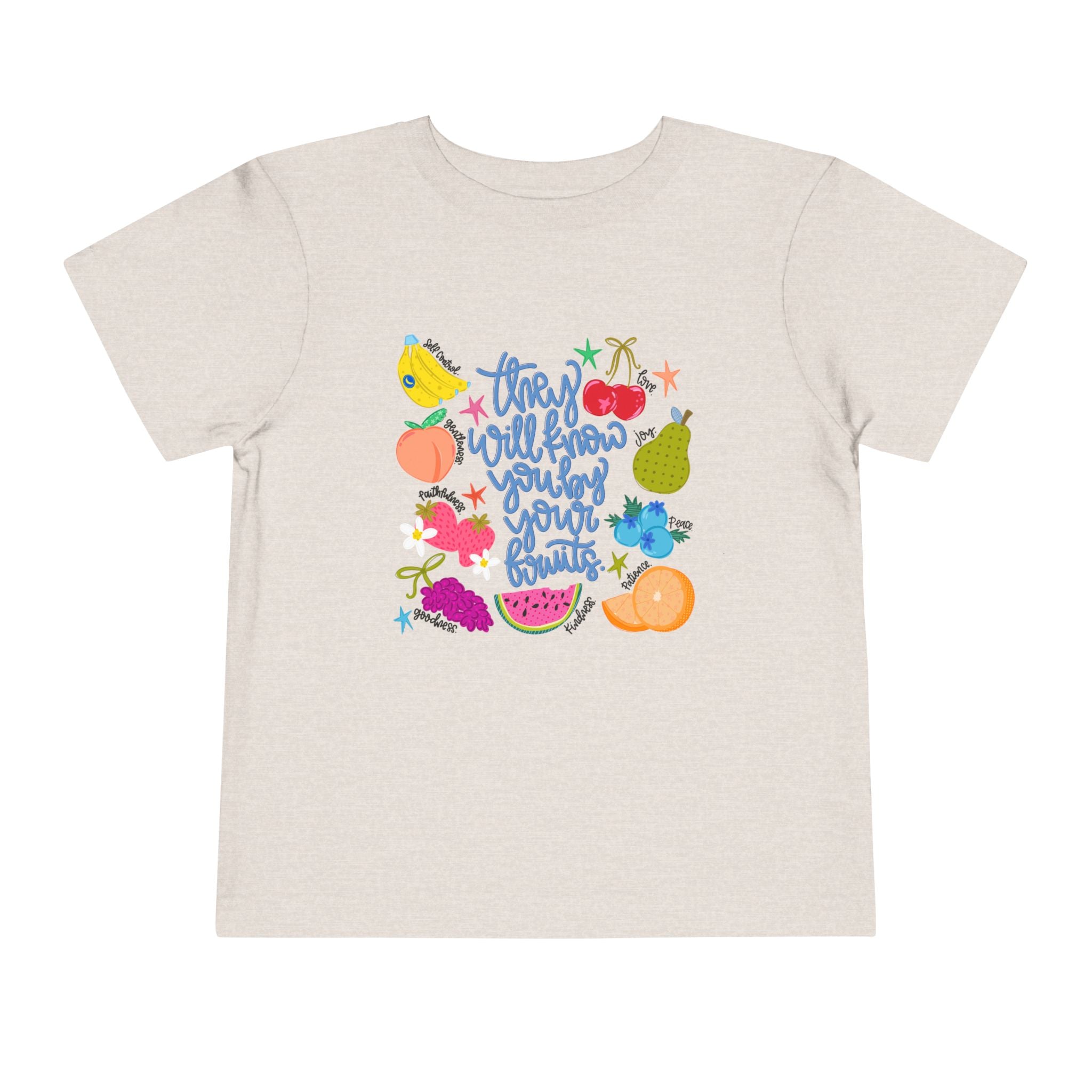 Toddler Tee - "They Will Know You by Your Fruits" Colorful Fruit Graphic