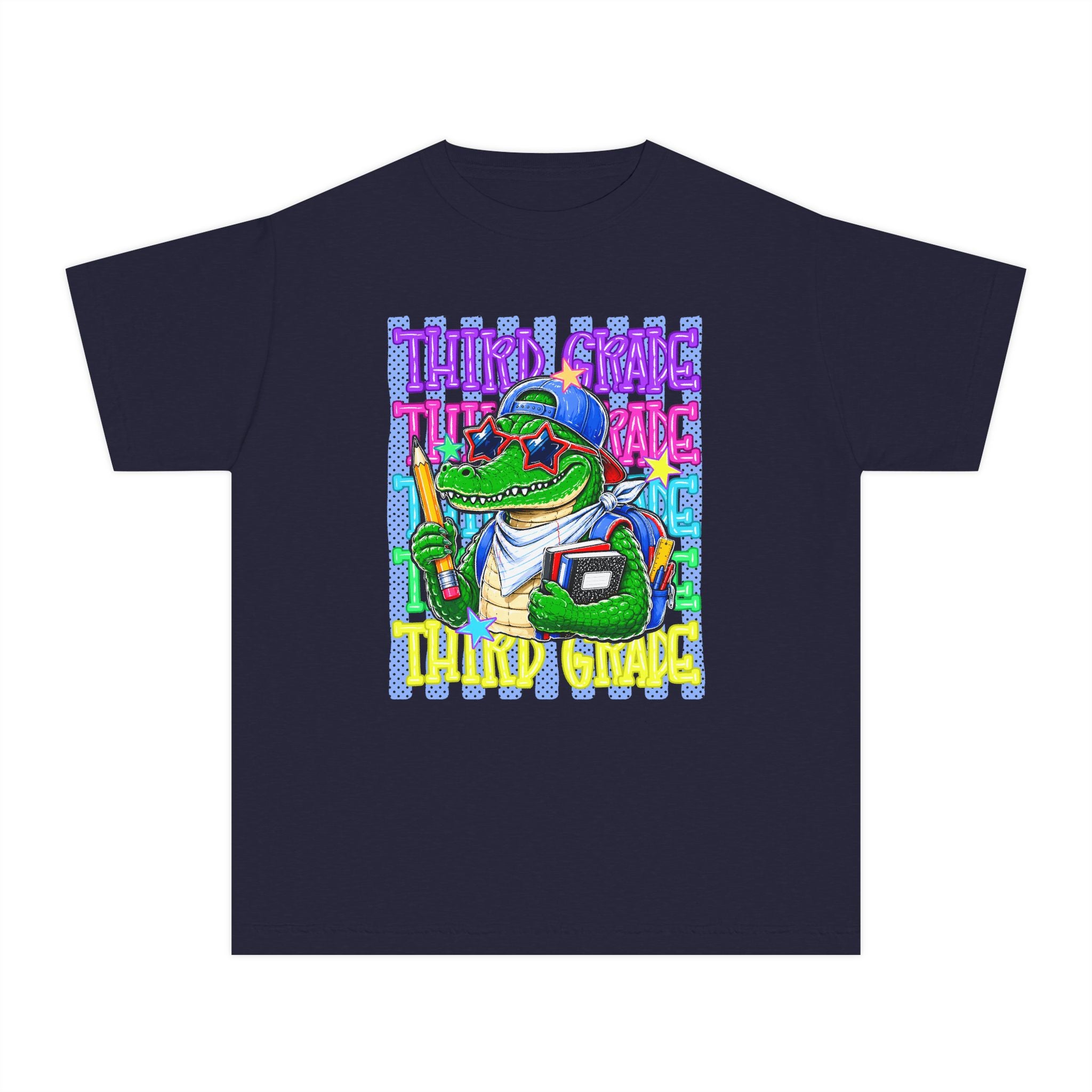 Youth Tee — Colorful 'Third Grade' School Gator Graphic