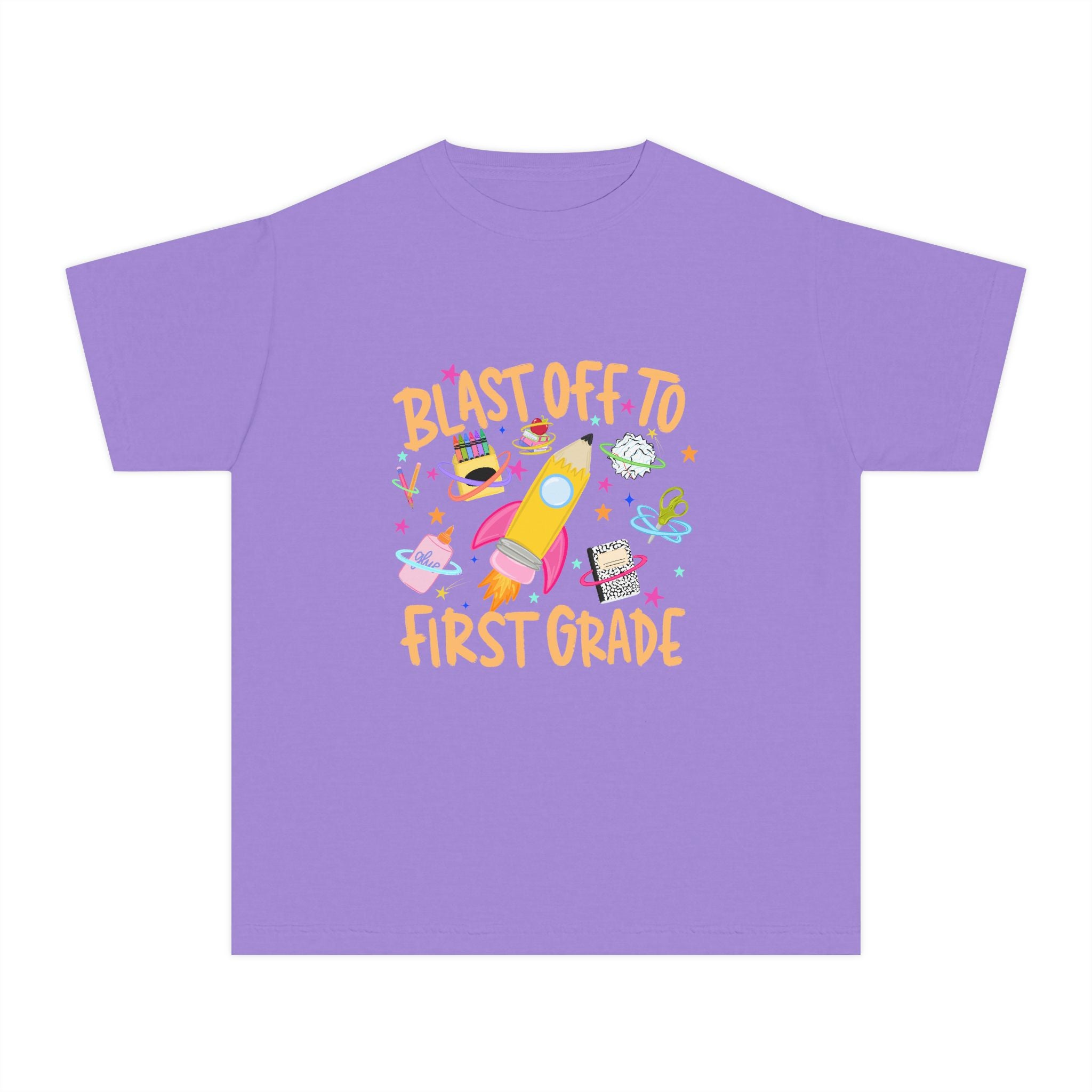 Blast Off to First Grade Rocket Back-to-School Tee