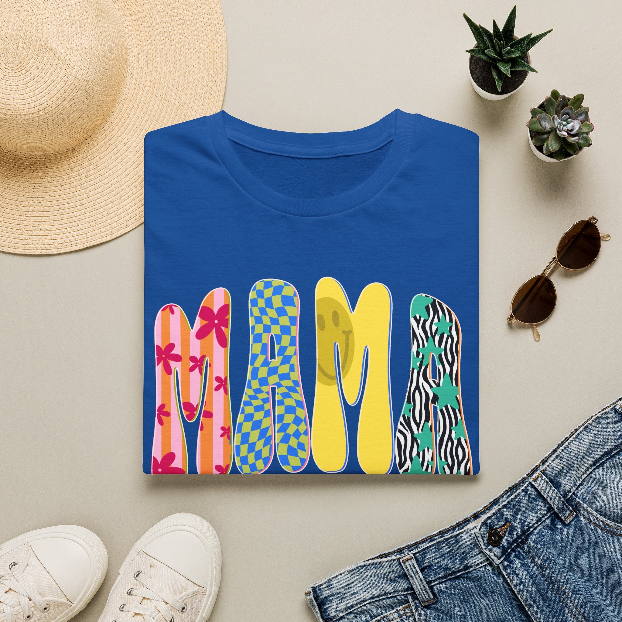 Mama Graphic T-Shirt — Colorful Patterned Lettering Tee for New Moms & Mother's Day